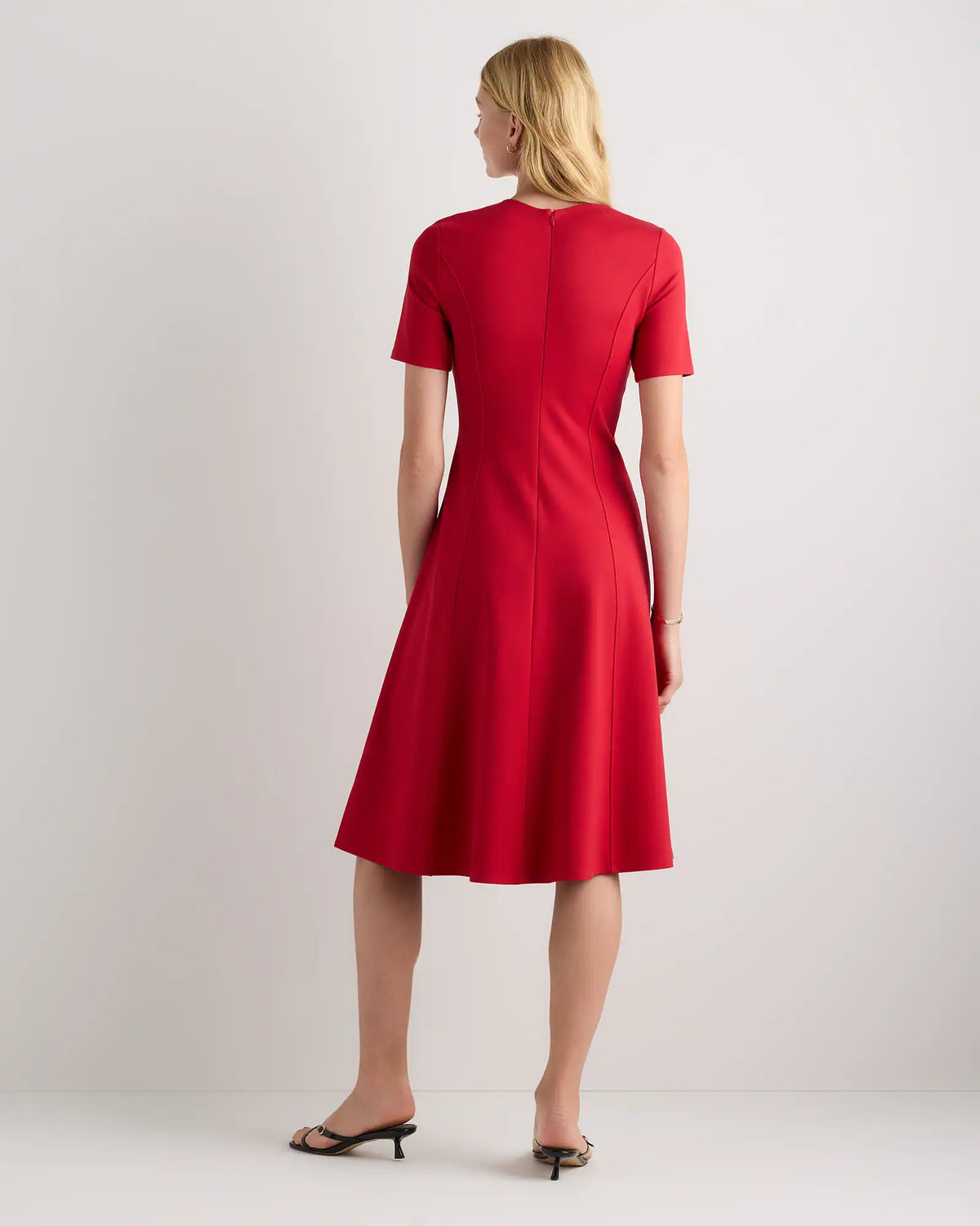 Ultra-Stretch Ponte Short Sleeve Midi Dress