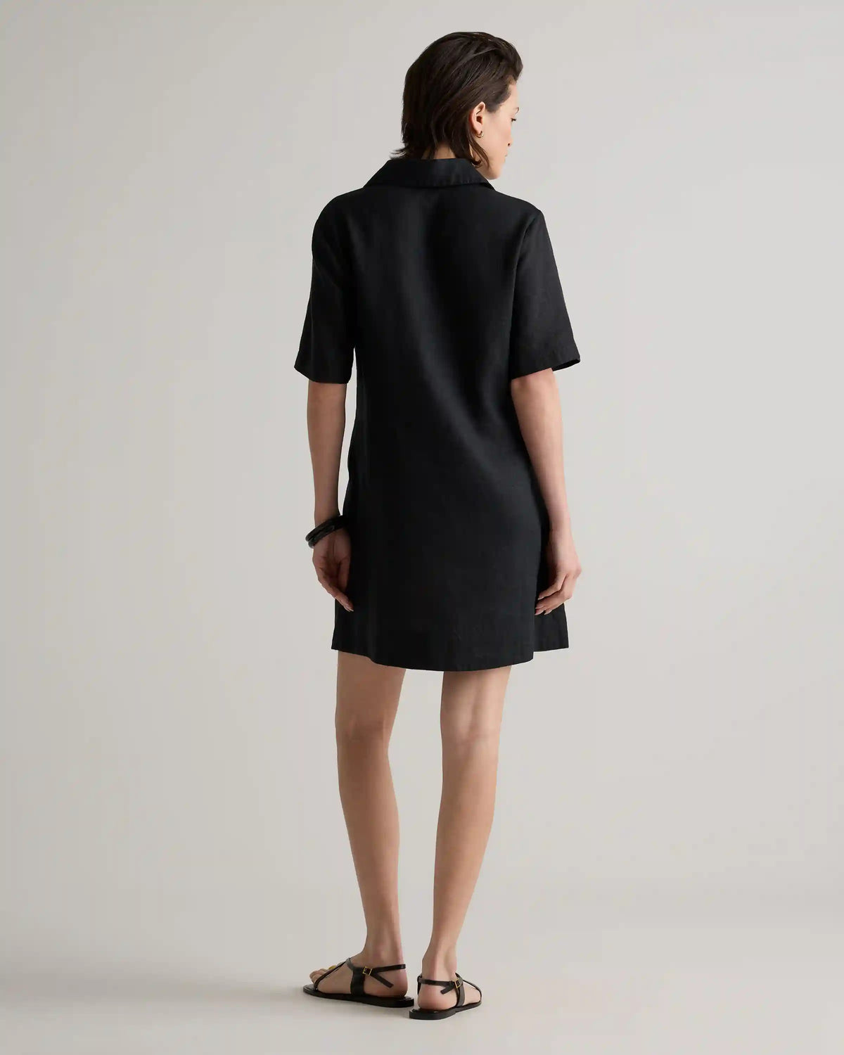 100% European Linen Popover Mini Dress