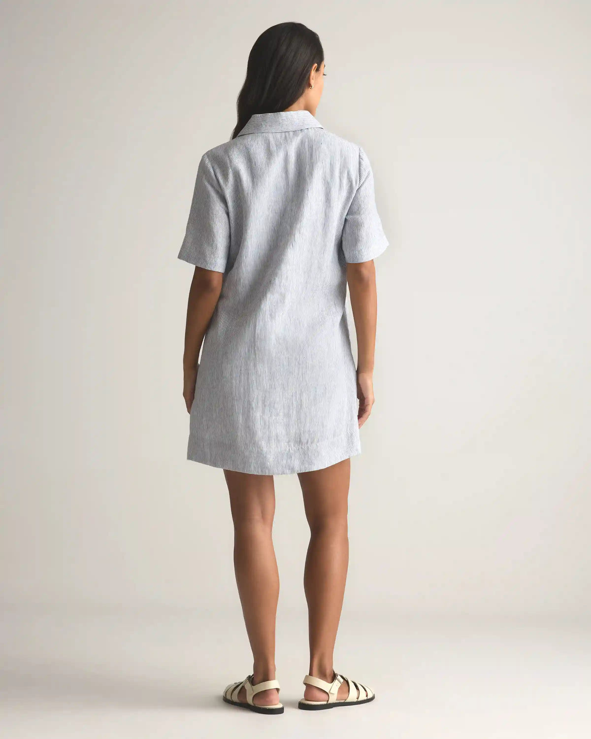 100% European Linen Popover Mini Dress