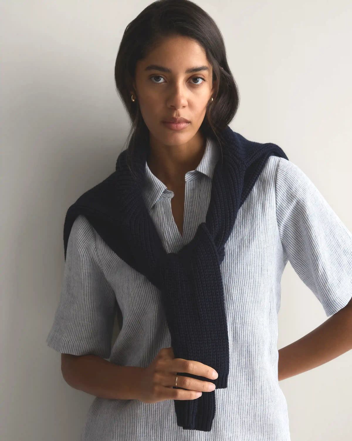 100% European Linen Popover Mini Dress