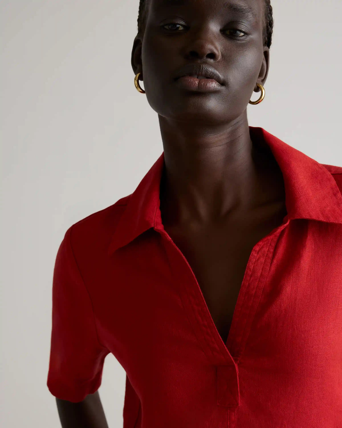 100% European Linen Popover Mini Dress