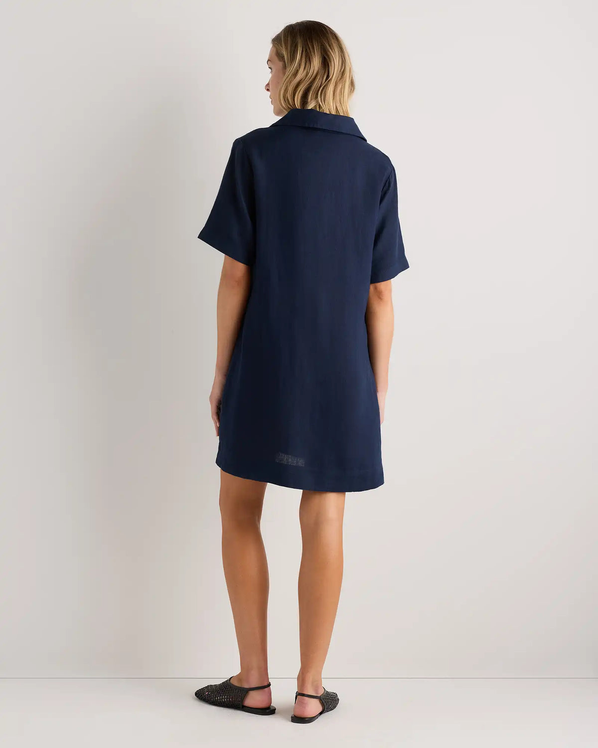 100% European Linen Popover Mini Dress
