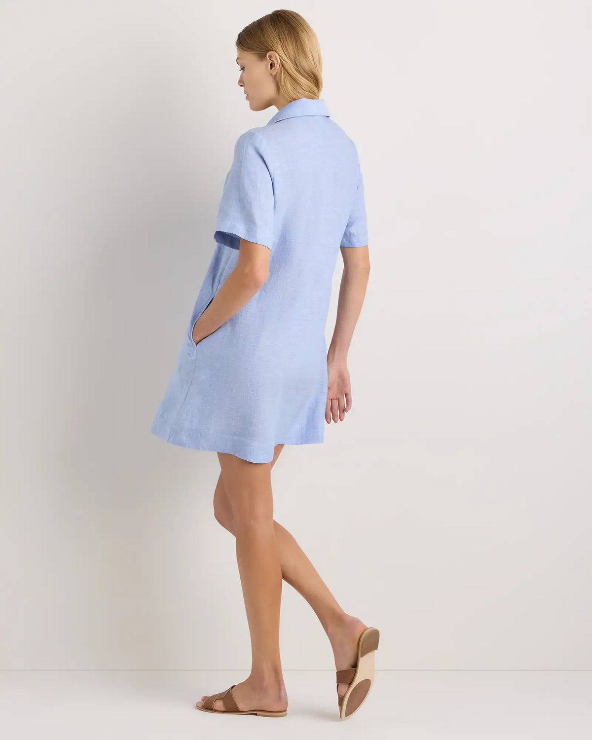 100% European Linen Popover Mini Dress