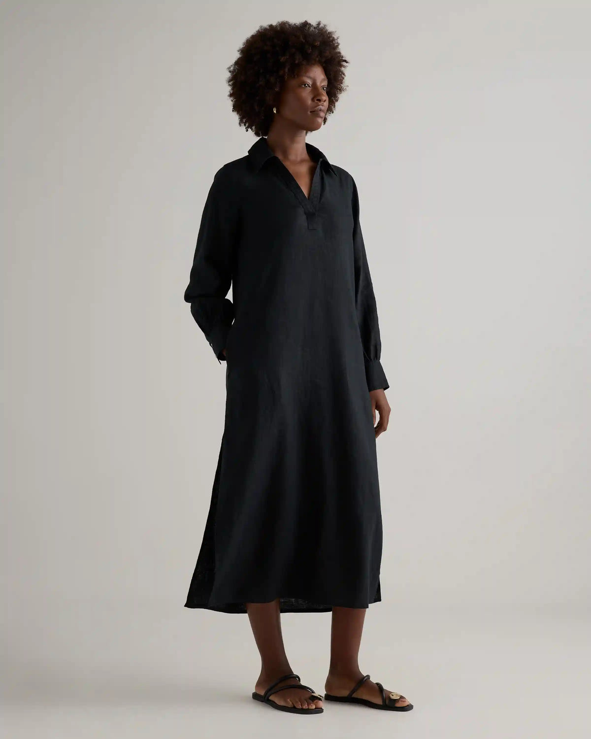 100% European Linen Popover Maxi Dress