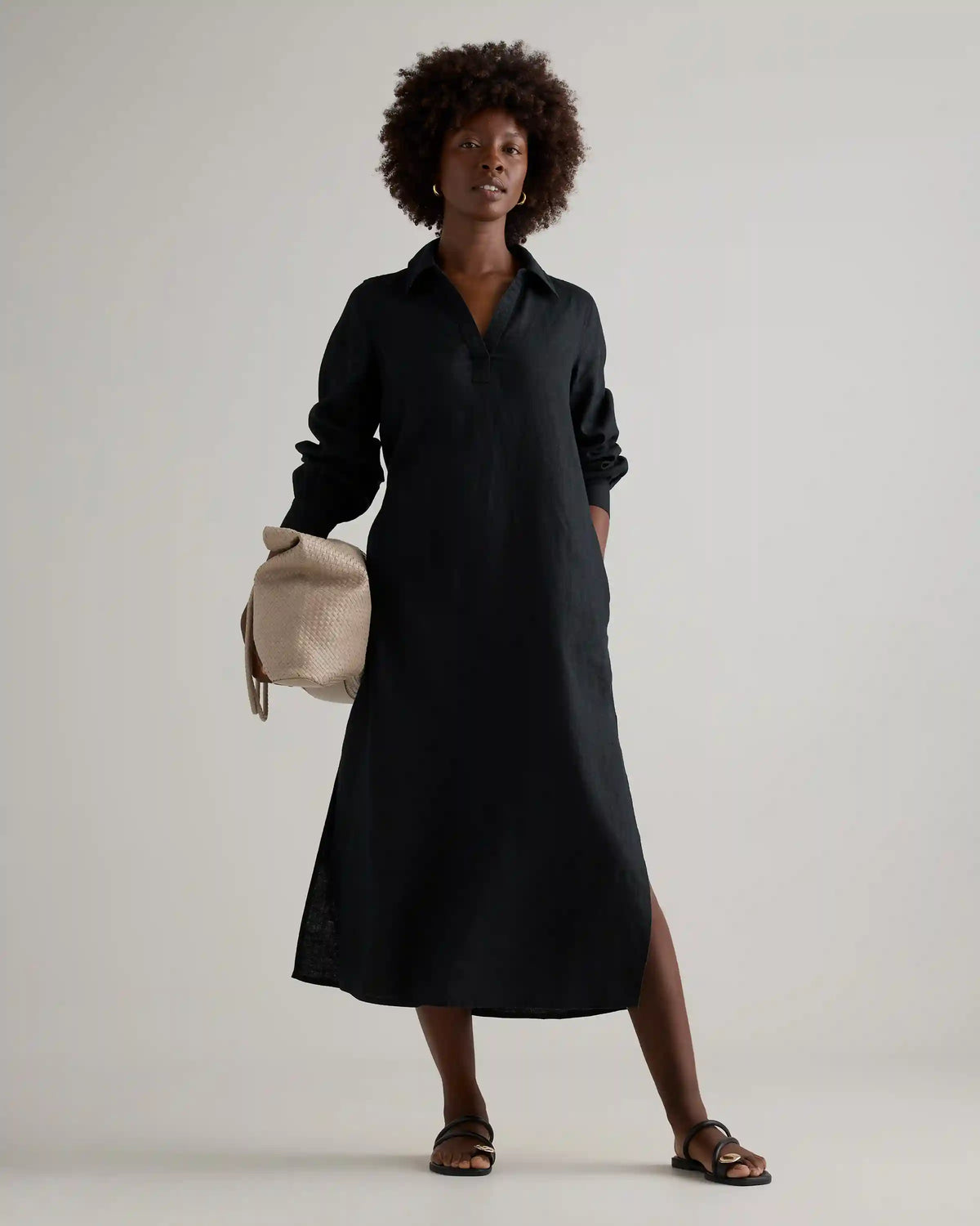 100% European Linen Popover Maxi Dress