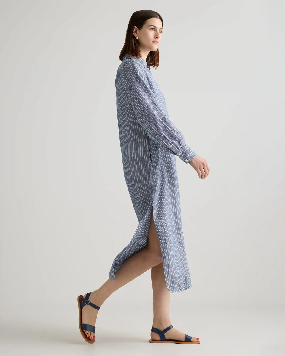 100% European Linen Popover Maxi Dress
