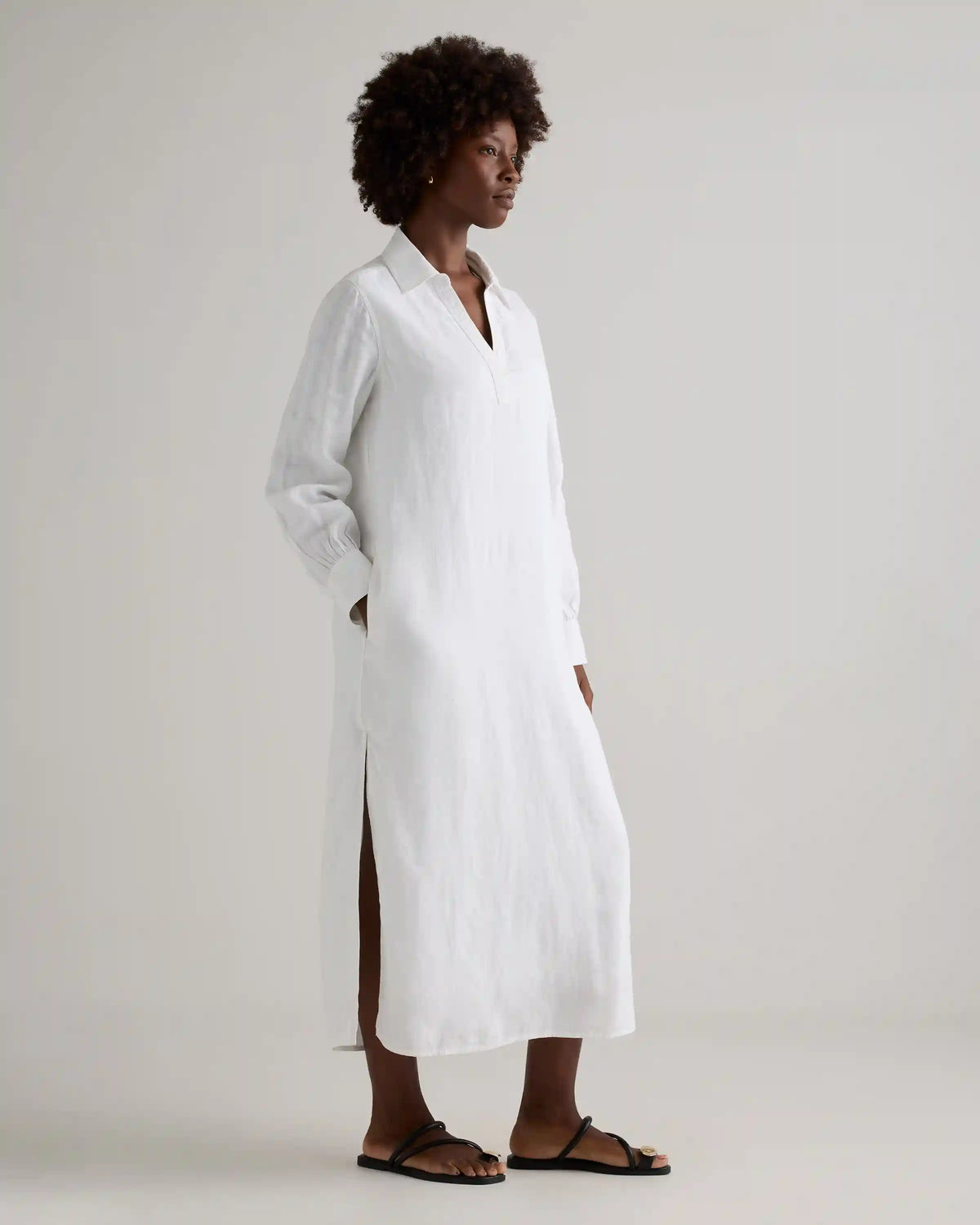 100% European Linen Popover Maxi Dress