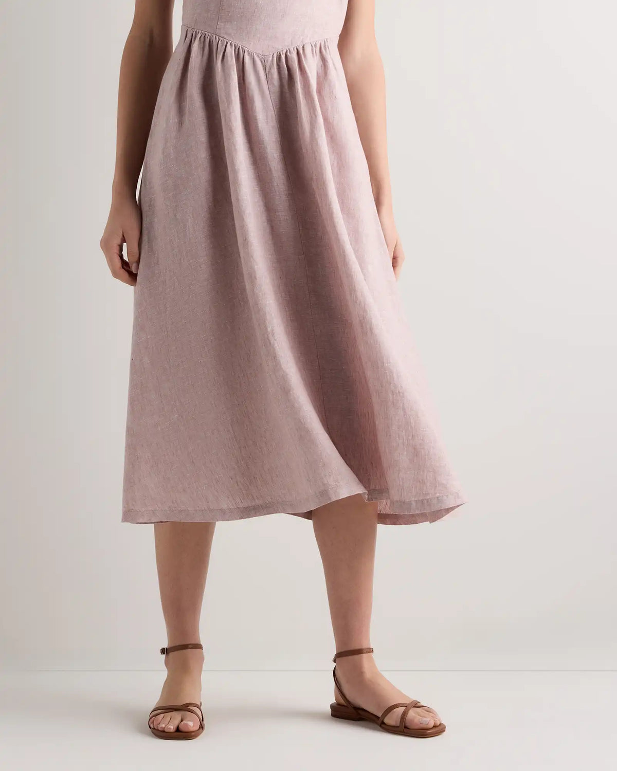 100% European Linen Corset Midi Dress