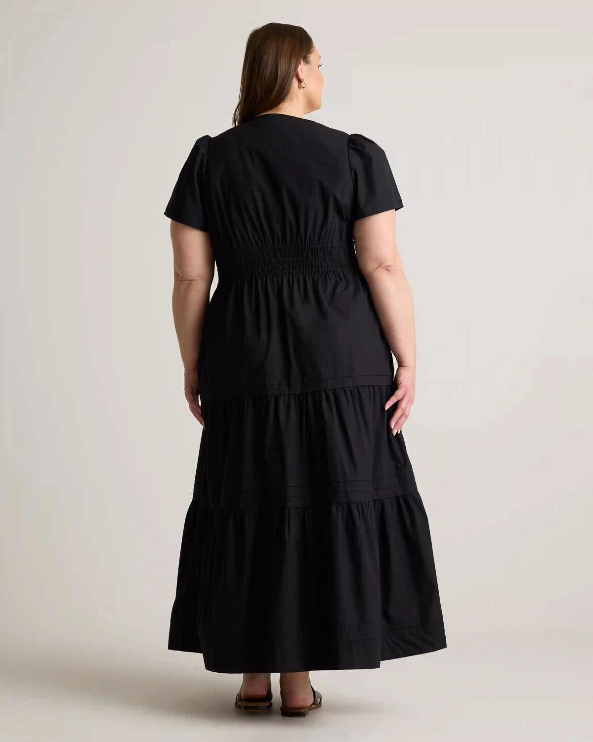 100% Organic Cotton Poplin Tiered Maxi Dress