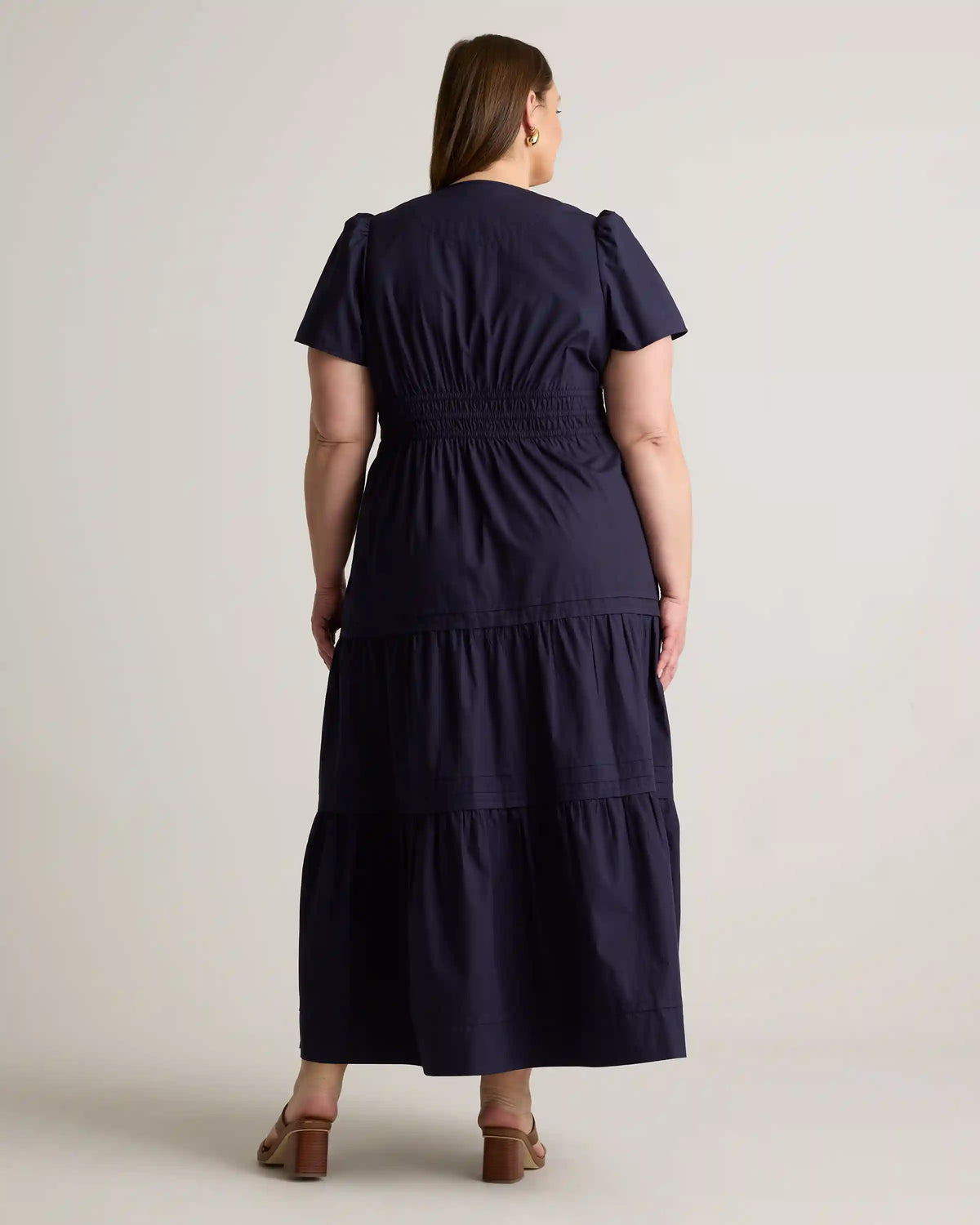 100% Organic Cotton Poplin Tiered Maxi Dress