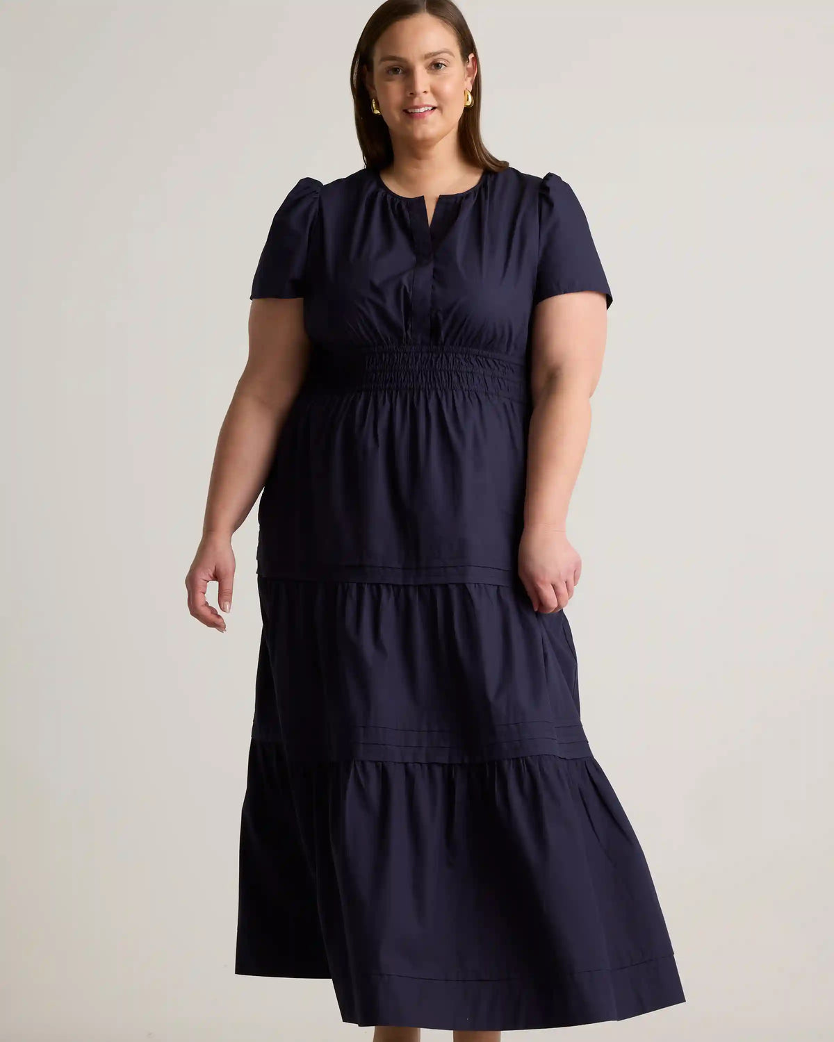100% Organic Cotton Poplin Tiered Maxi Dress