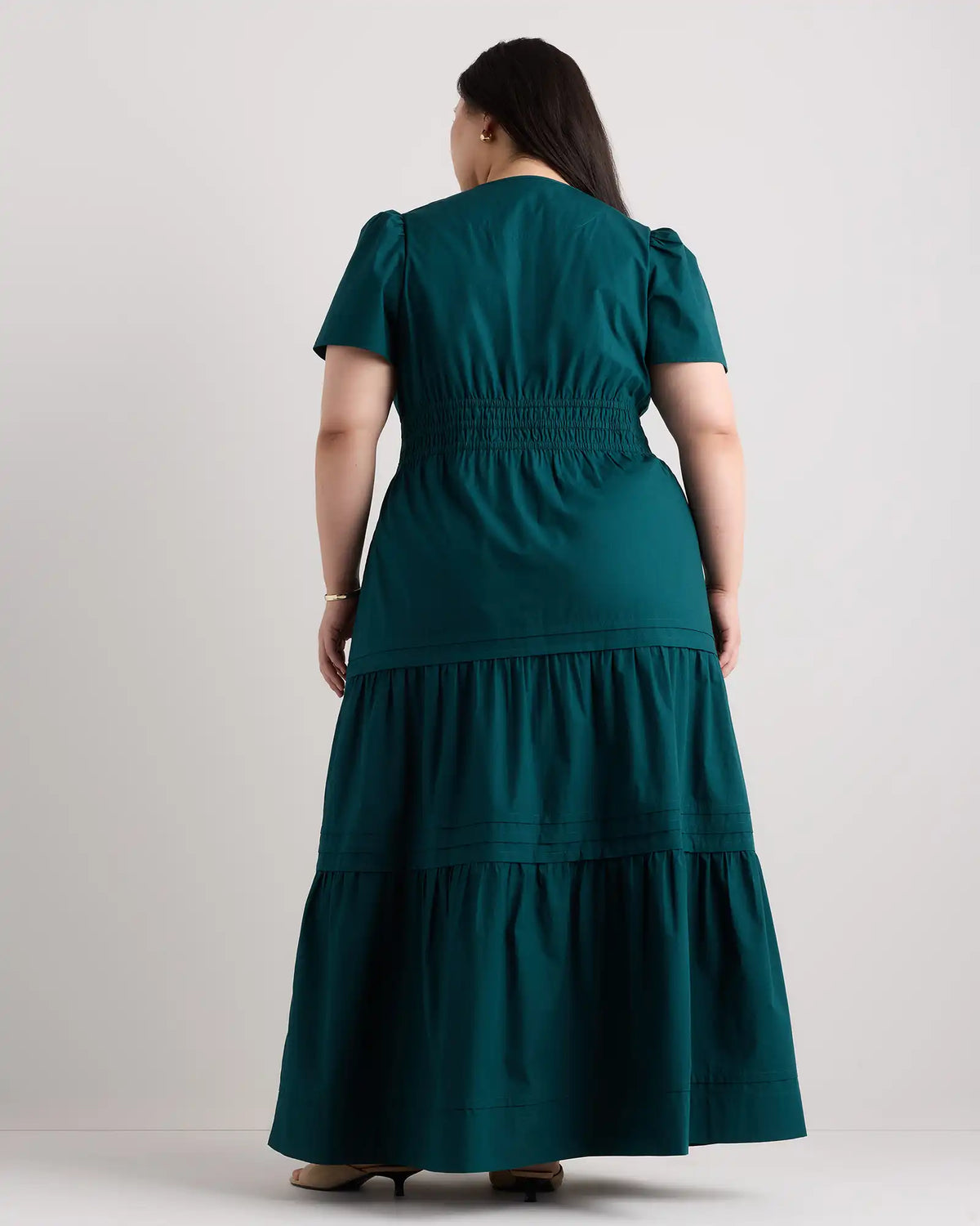 100% Organic Cotton Poplin Tiered Maxi Dress