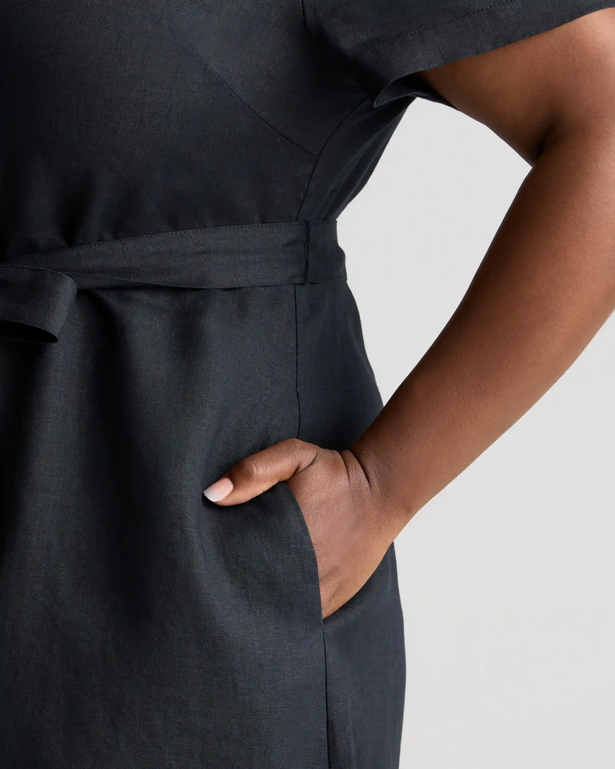 100% European Linen Button Front Dress