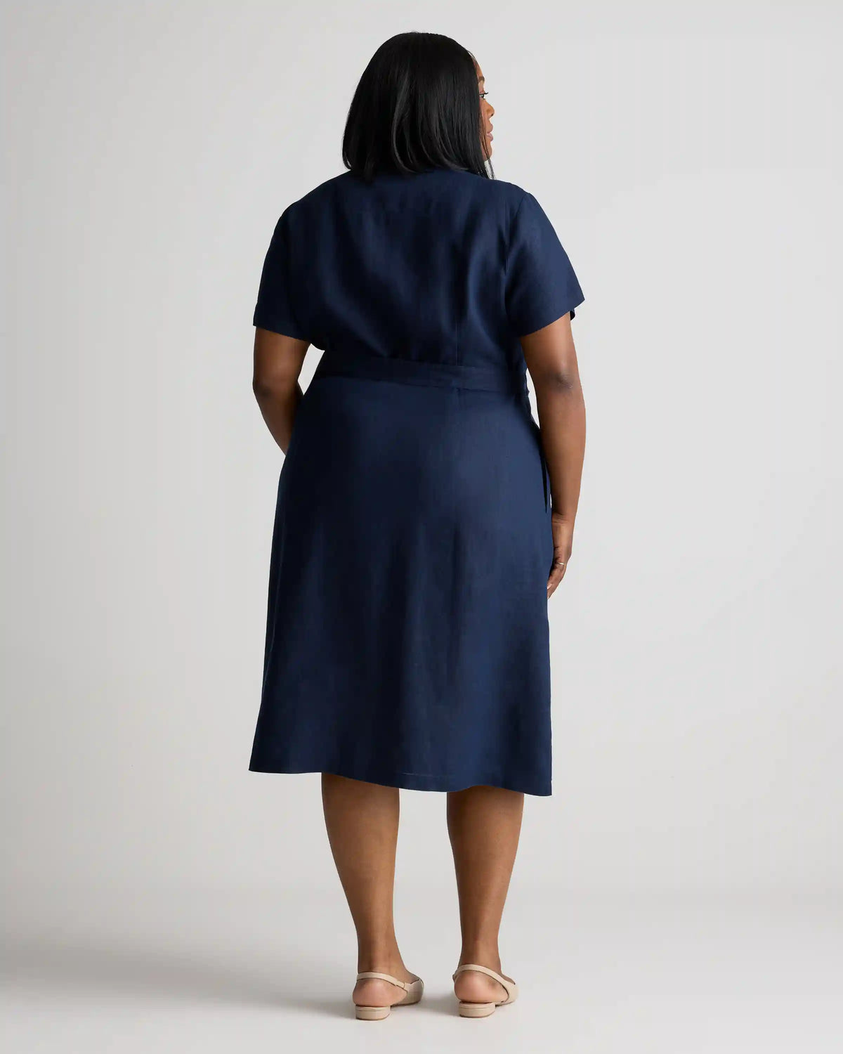 100% European Linen Button Front Dress