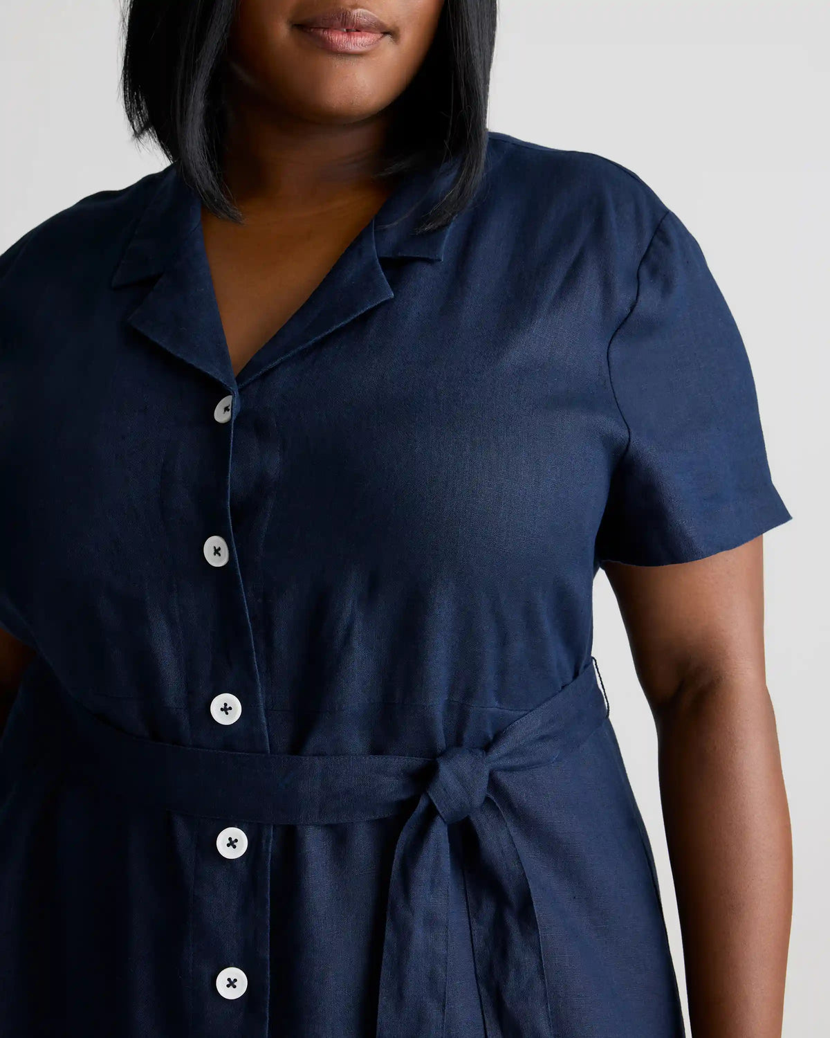 100% European Linen Button Front Dress