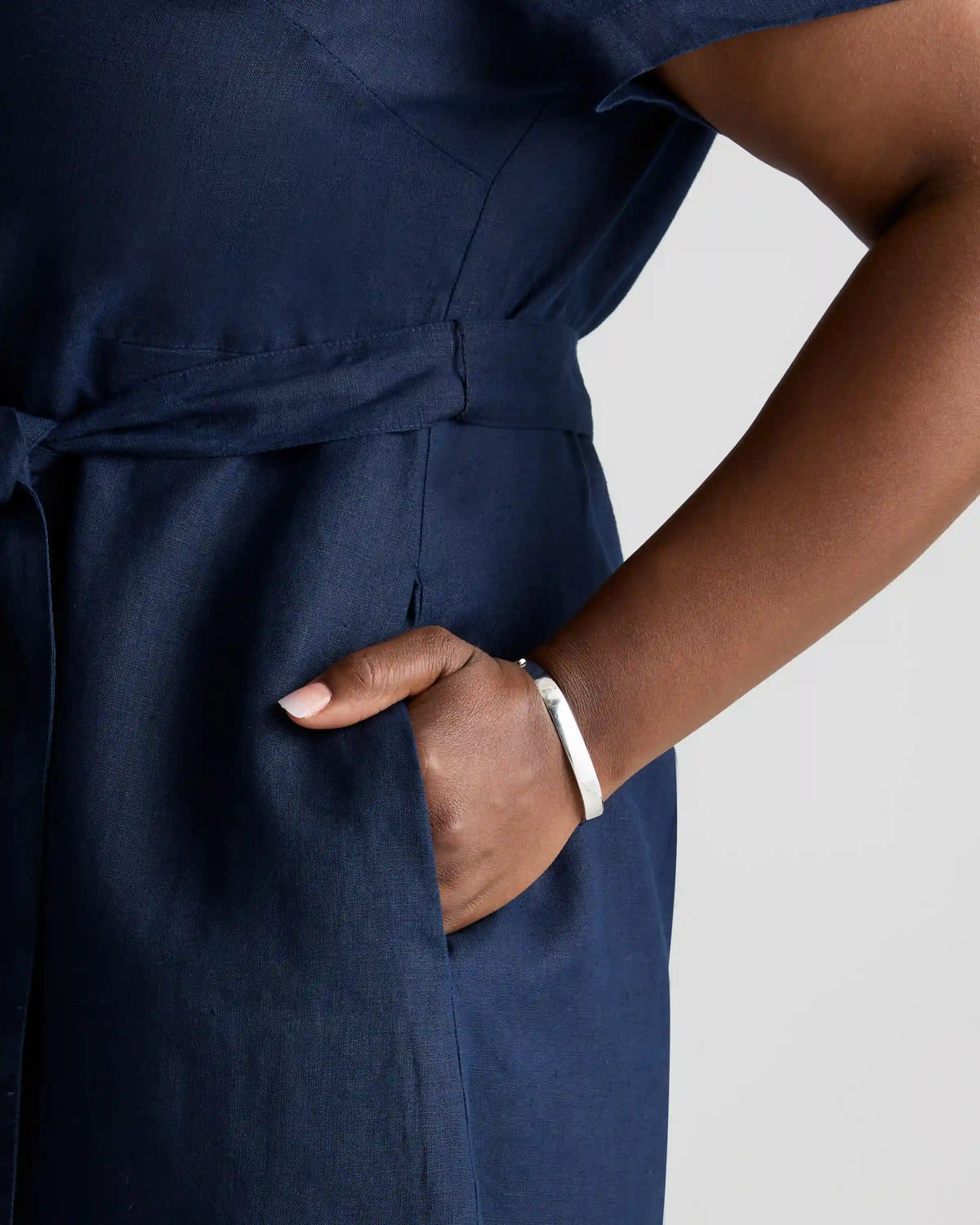 100% European Linen Button Front Dress