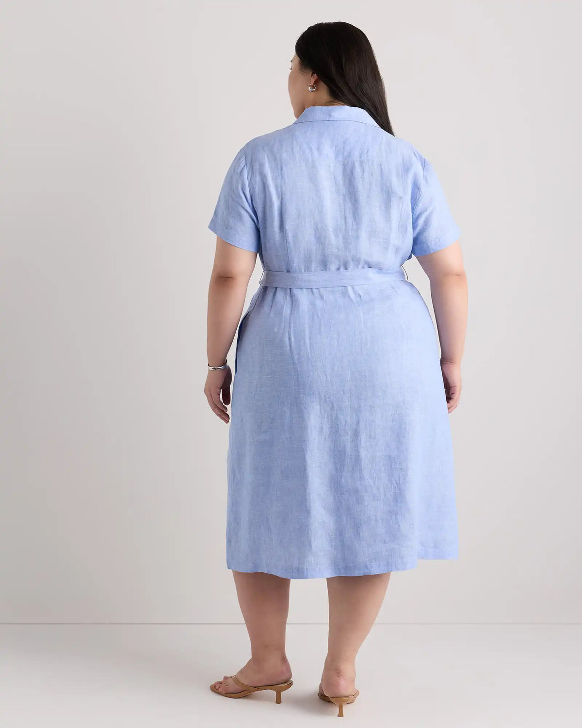 100% European Linen Button Front Dress