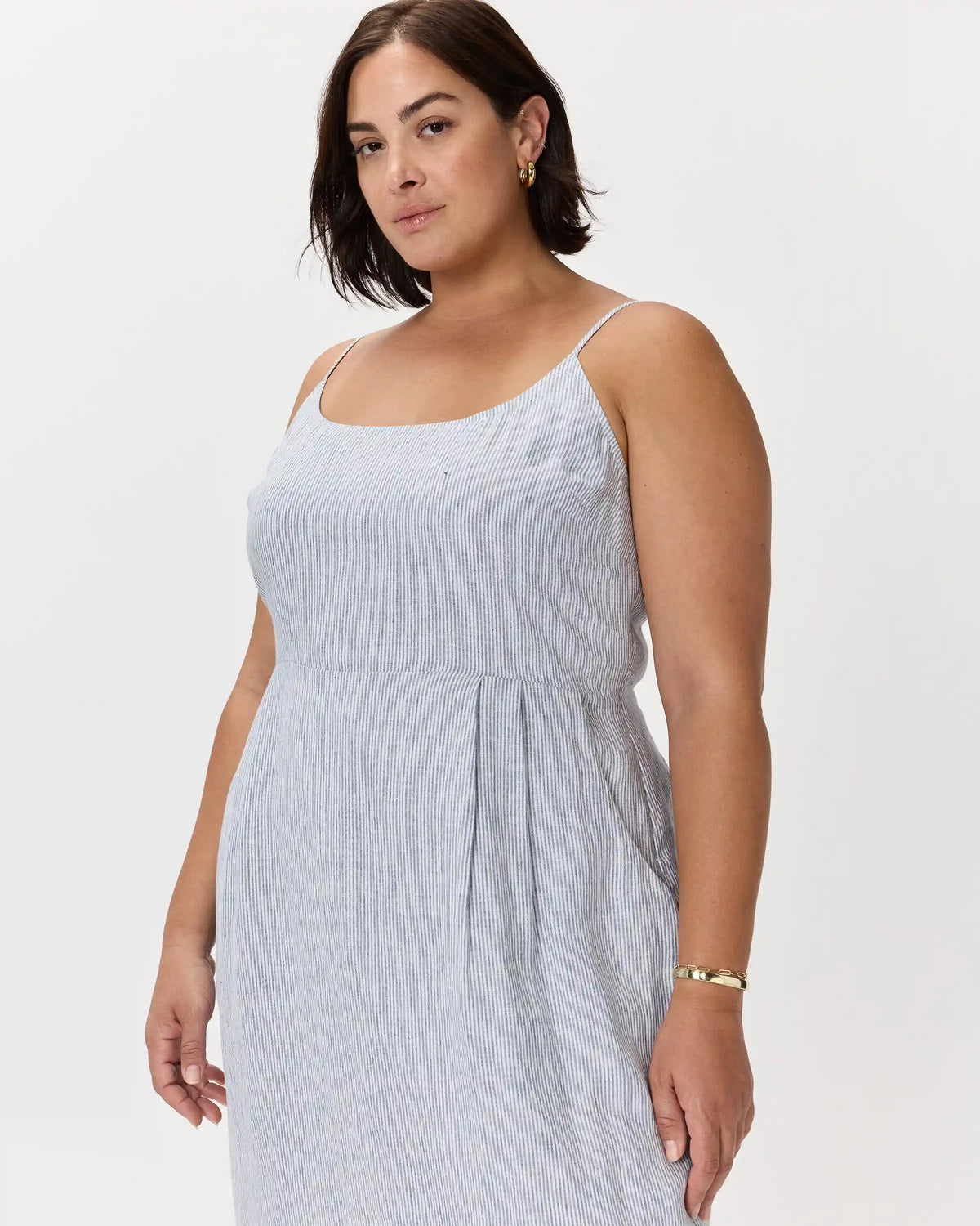 100% European Linen Scoop Neck Midi Dress