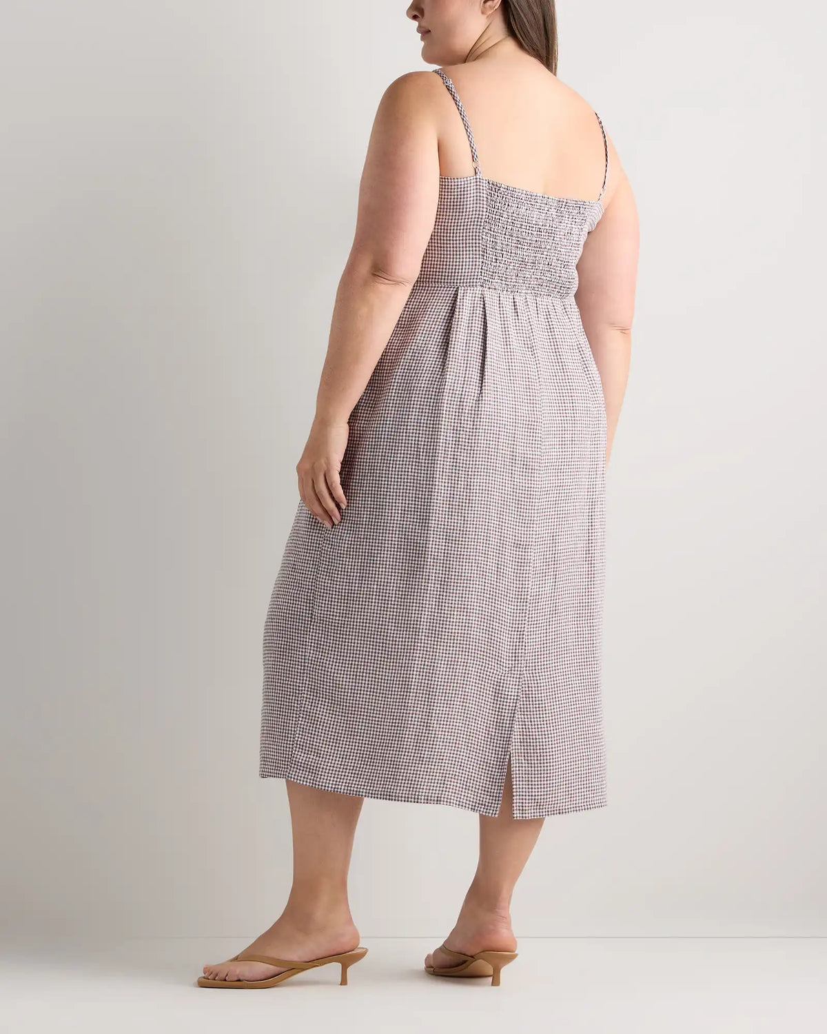100% European Linen Scoop Neck Midi Dress