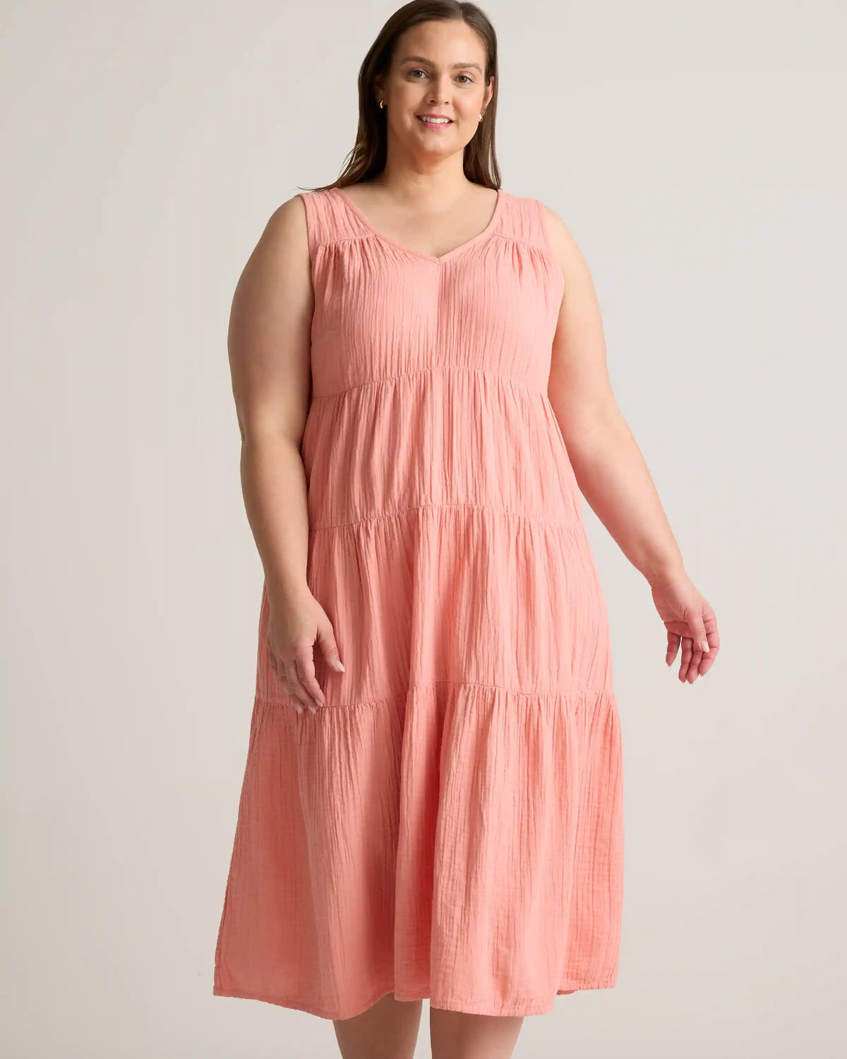 100% Organic Cotton Gauze Tiered Maxi Dress