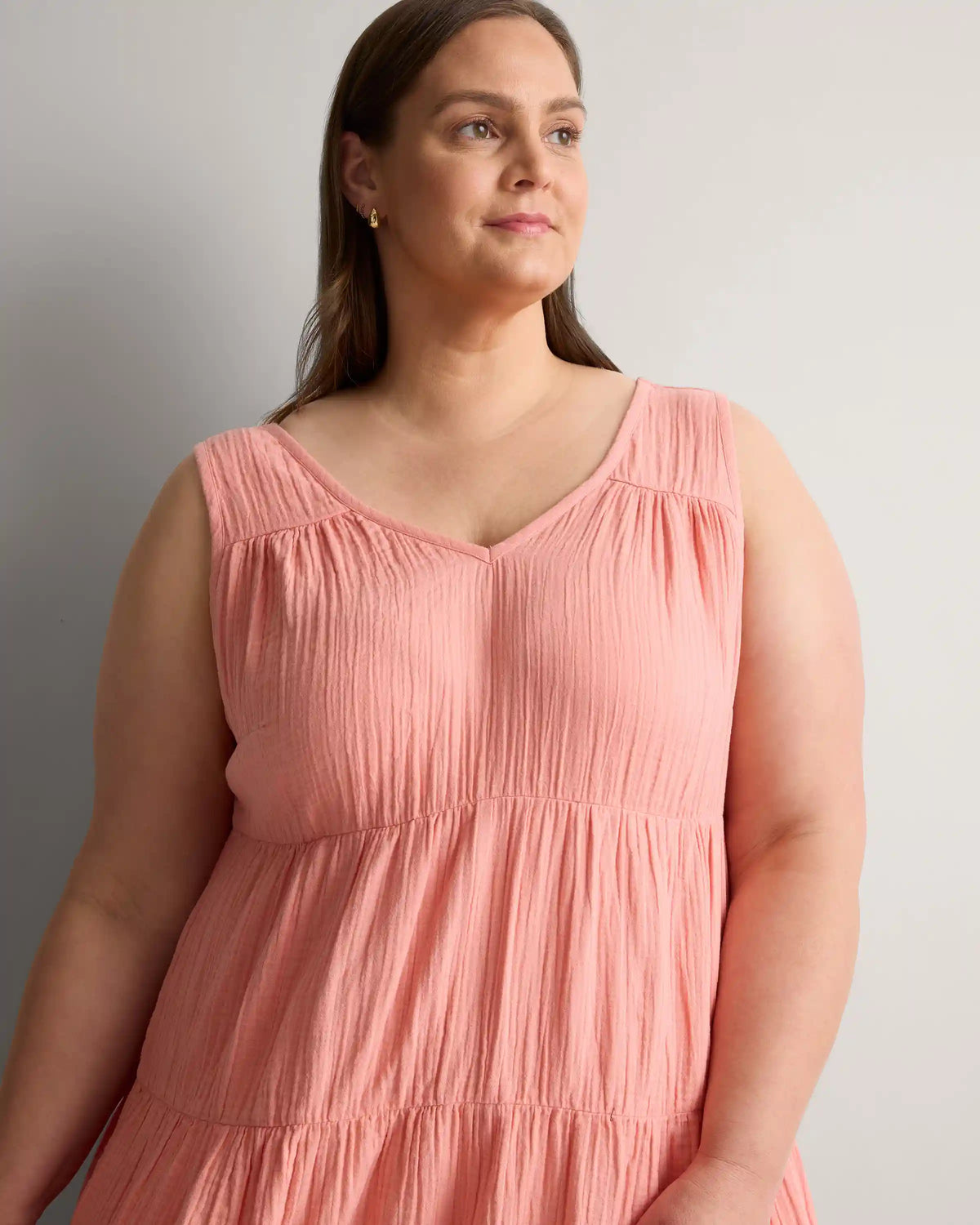 100% Organic Cotton Gauze Tiered Maxi Dress