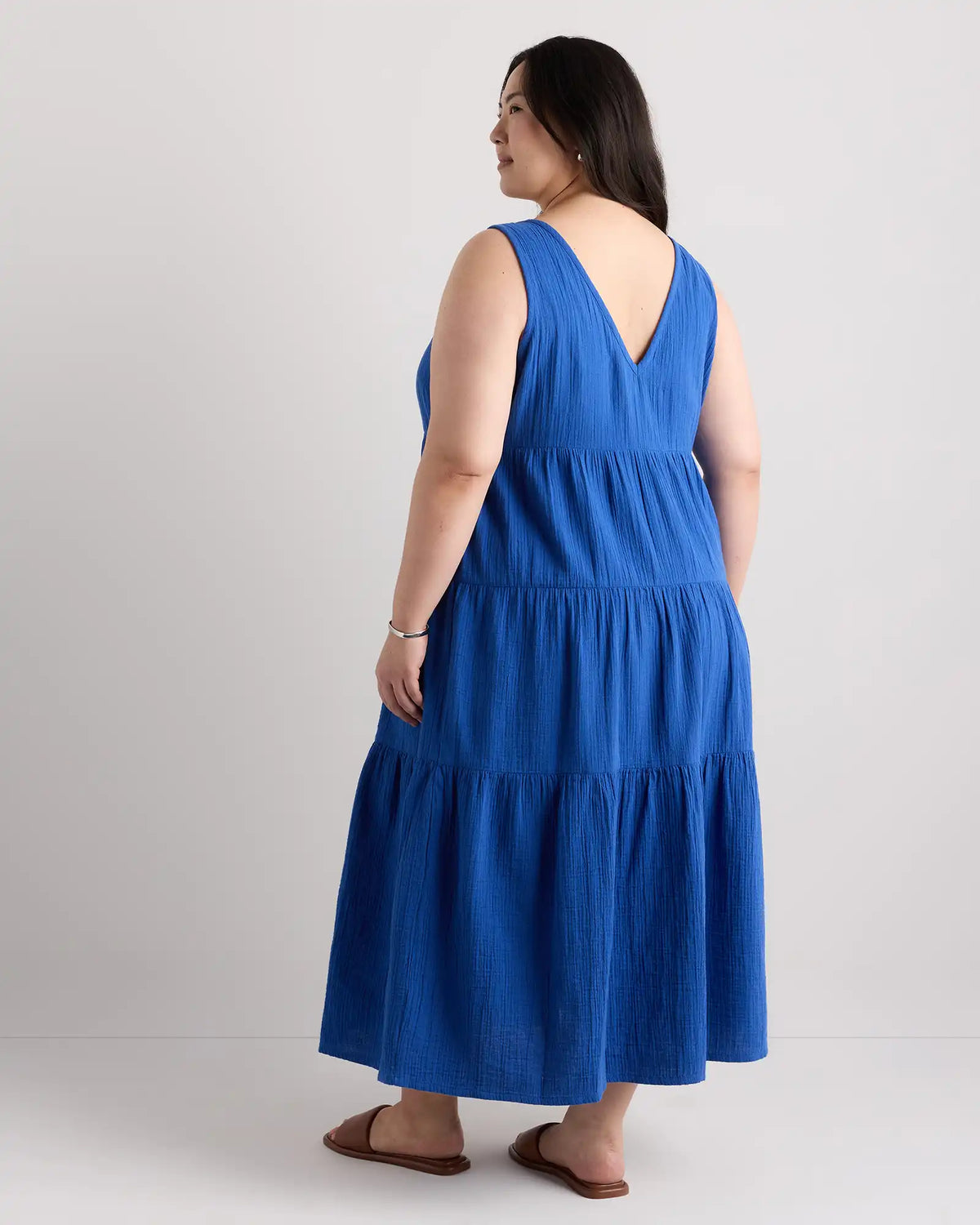100% Organic Cotton Gauze Tiered Maxi Dress
