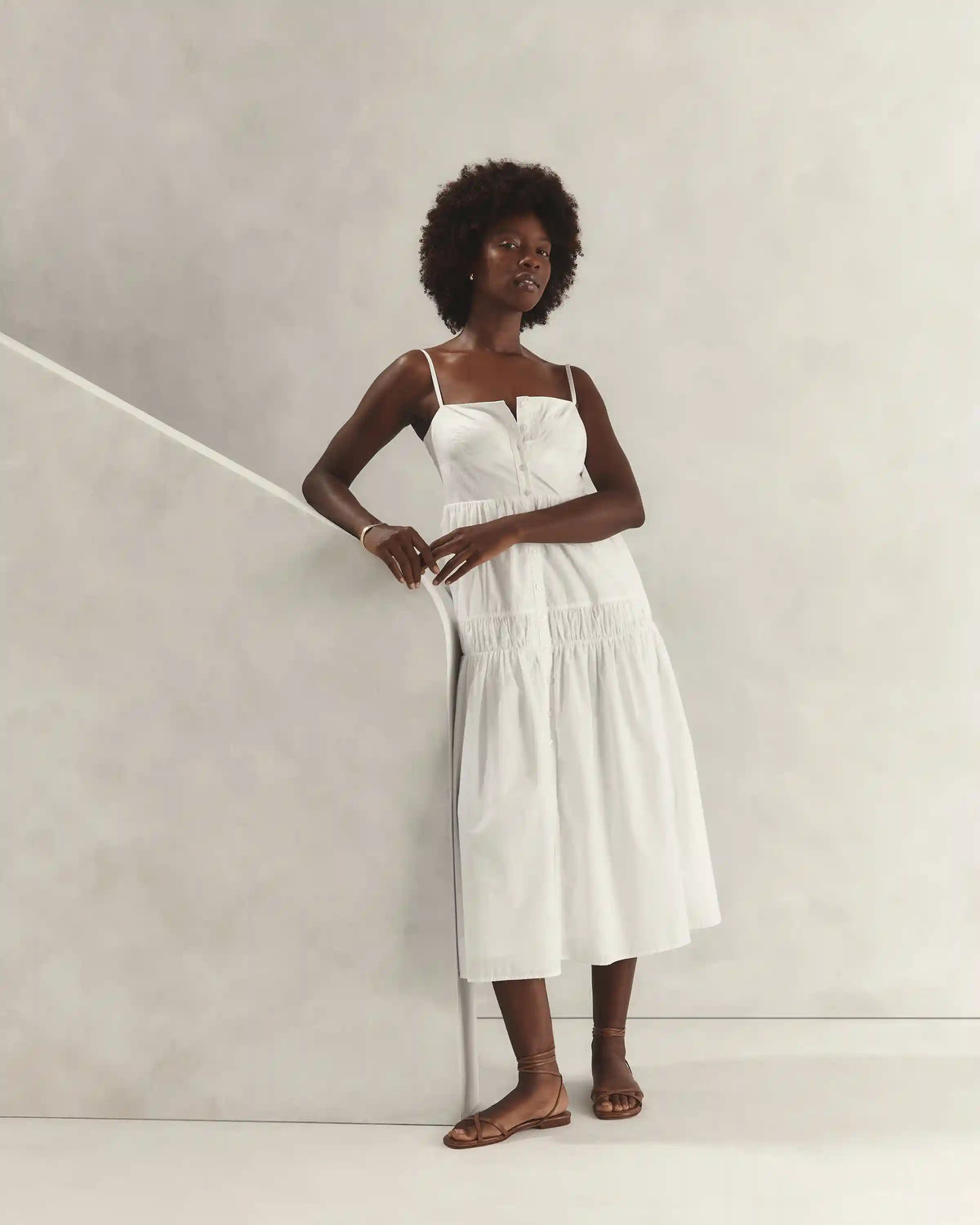 100% Organic Cotton Poplin Spaghetti Strap Maxi Dress