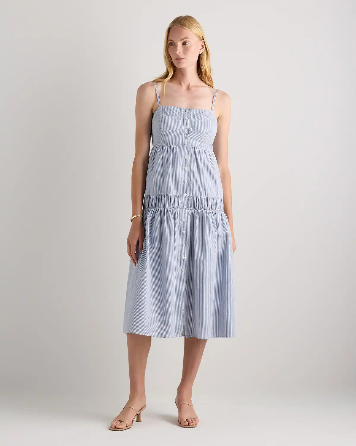 100% Organic Cotton Poplin Spaghetti Strap Maxi Dress