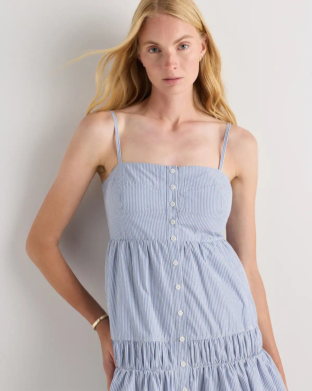100% Organic Cotton Poplin Spaghetti Strap Maxi Dress