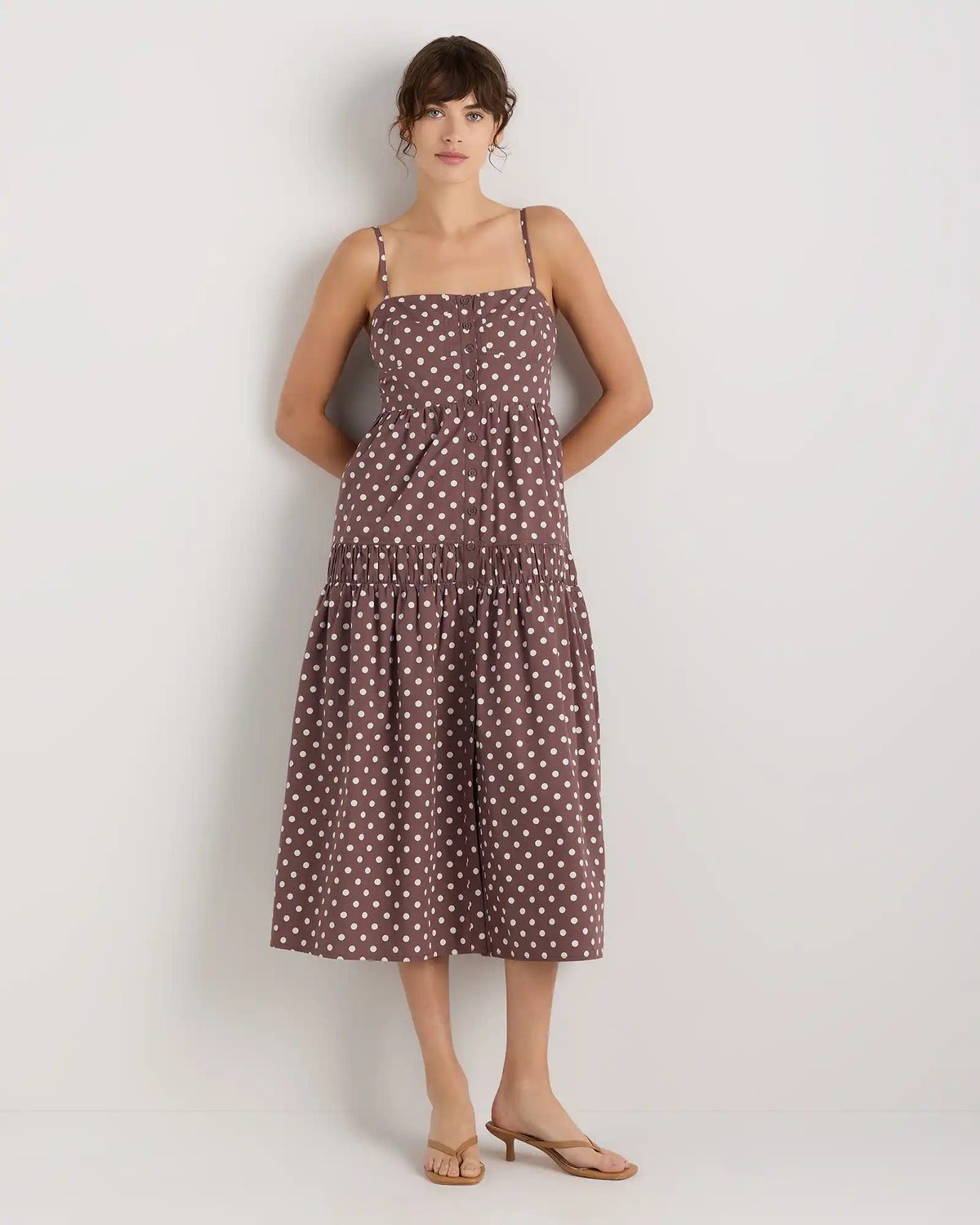 100% Organic Cotton Poplin Spaghetti Strap Maxi Dress