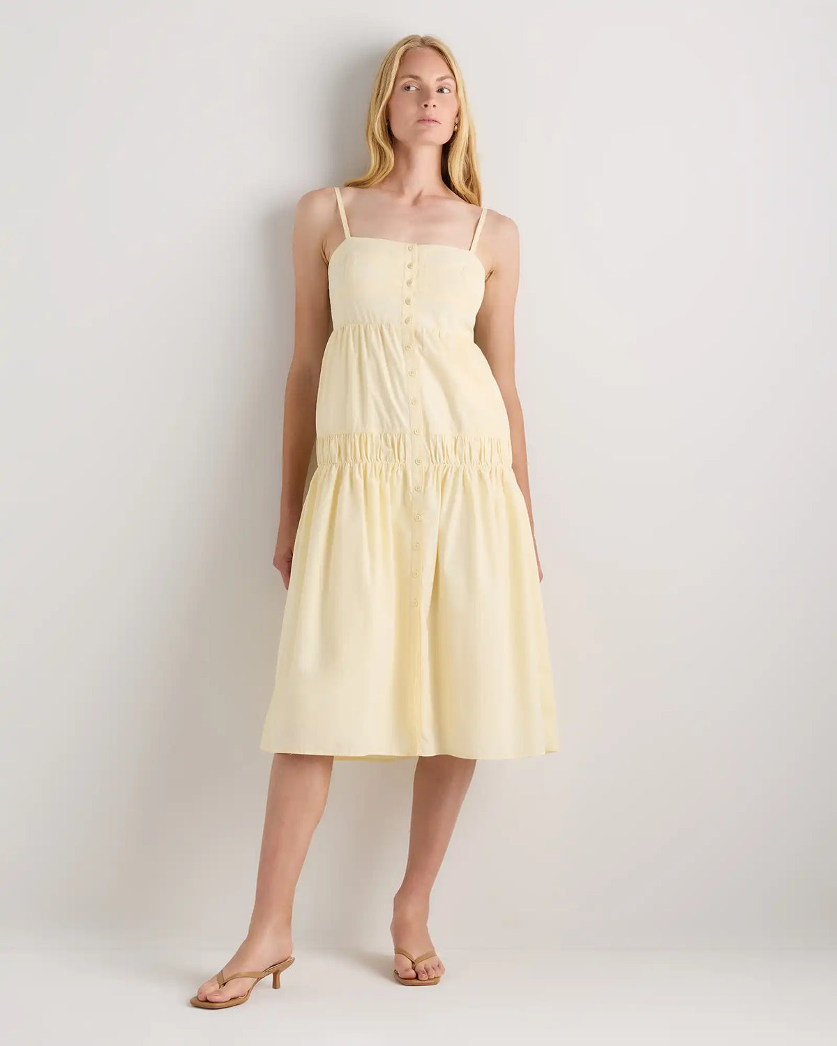 100% Organic Cotton Poplin Spaghetti Strap Maxi Dress