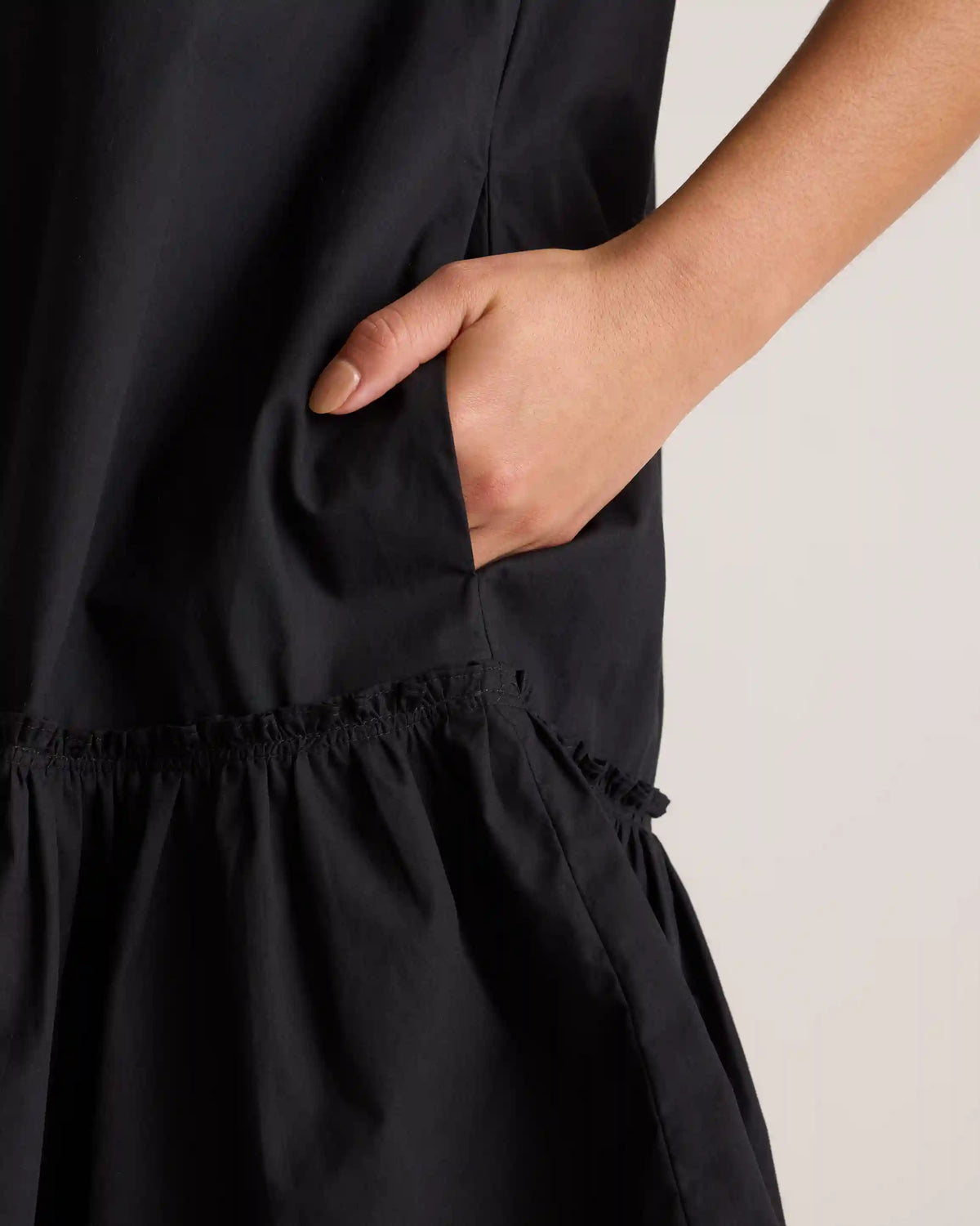 100% Organic Cotton Poplin Short Sleeve Ruffle Shirt Dress