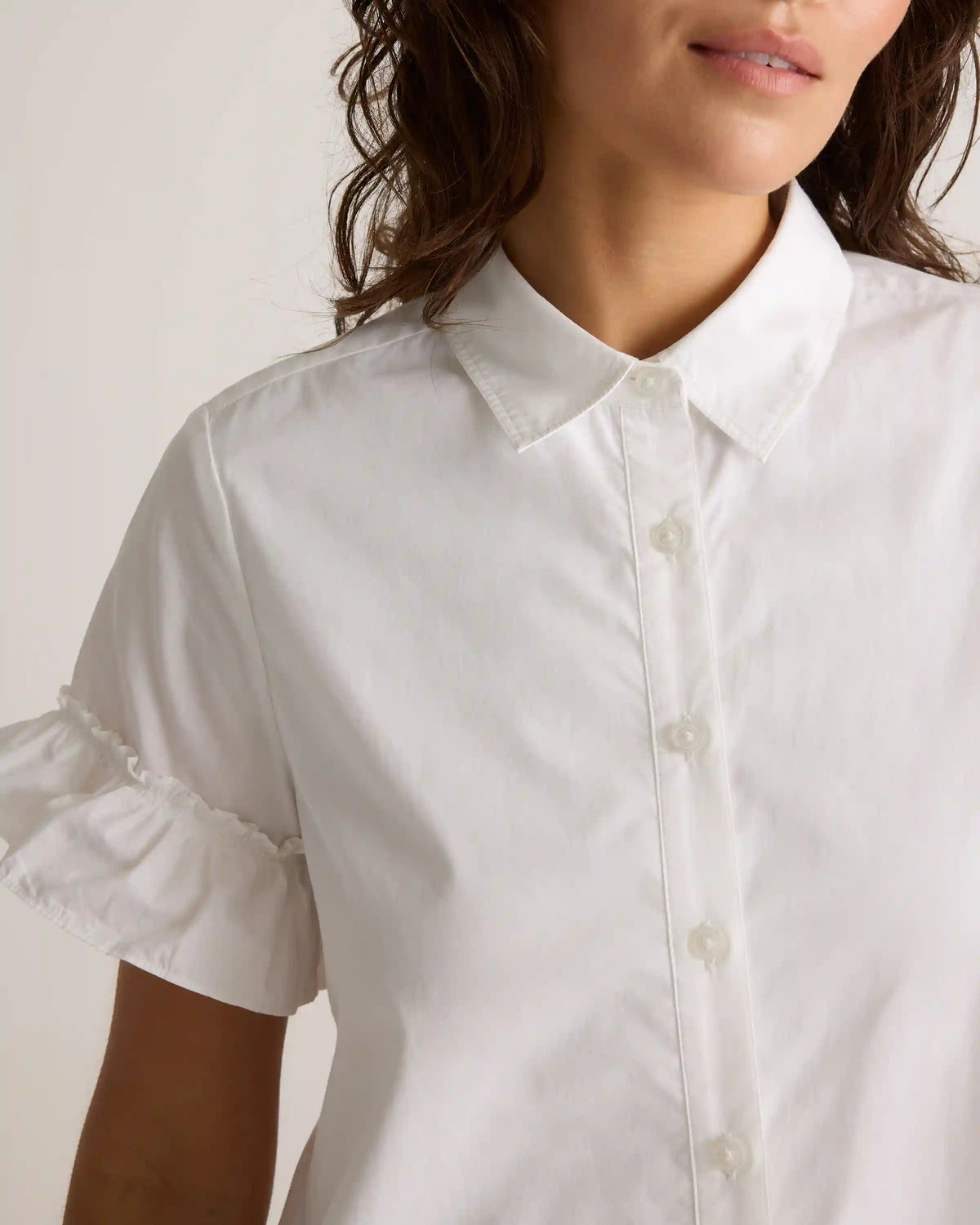 100% Organic Cotton Poplin Short Sleeve Ruffle Shirt Dress