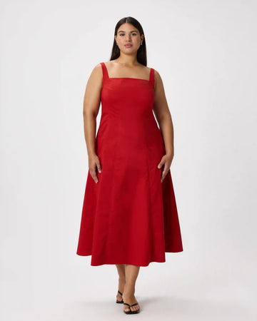 Stretch Twill Fit & Flare Midi Dress