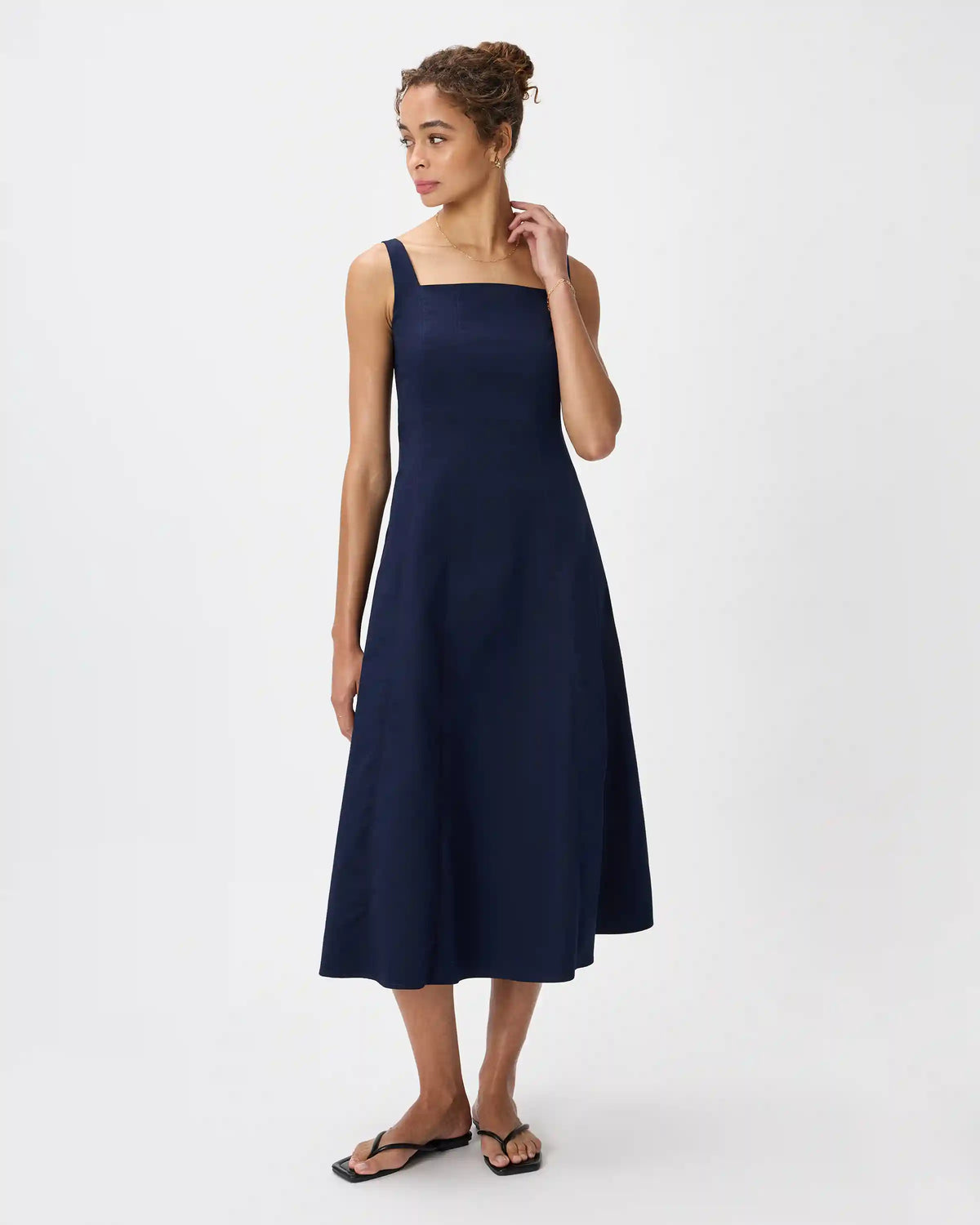 Stretch Twill Fit & Flare Midi Dress