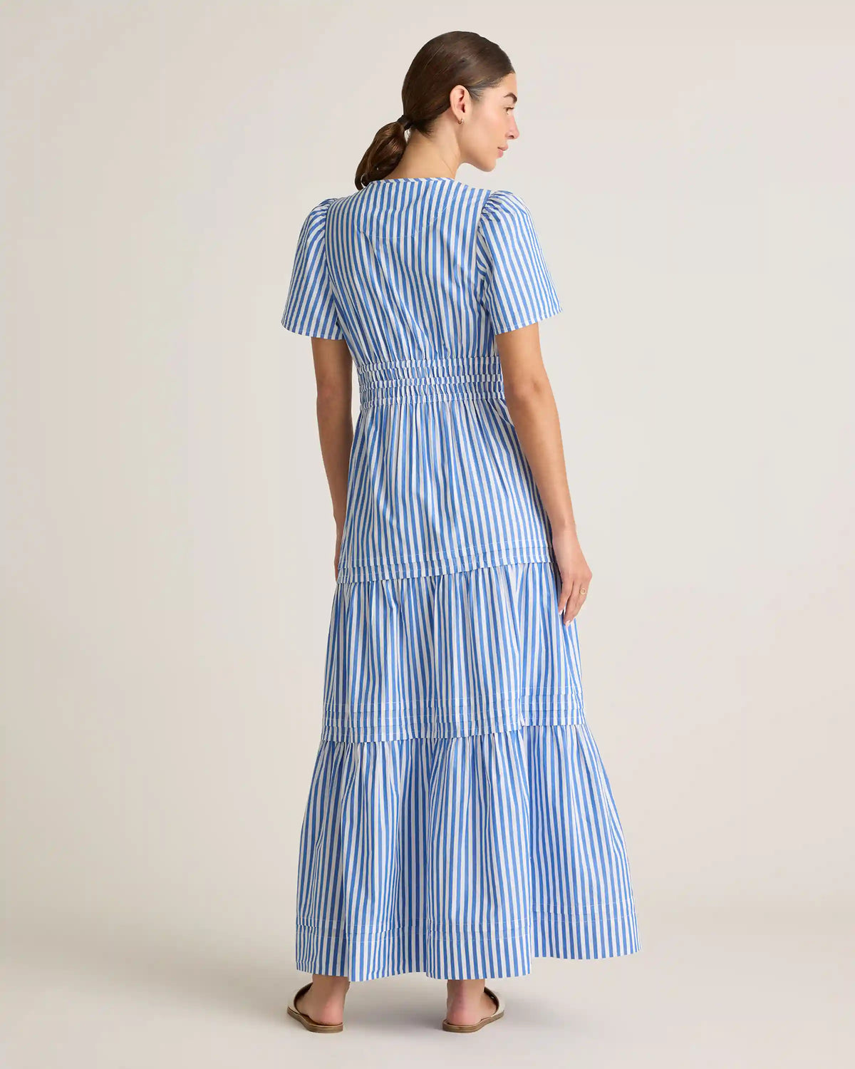 100% Organic Cotton Poplin Tiered Maxi Dress
