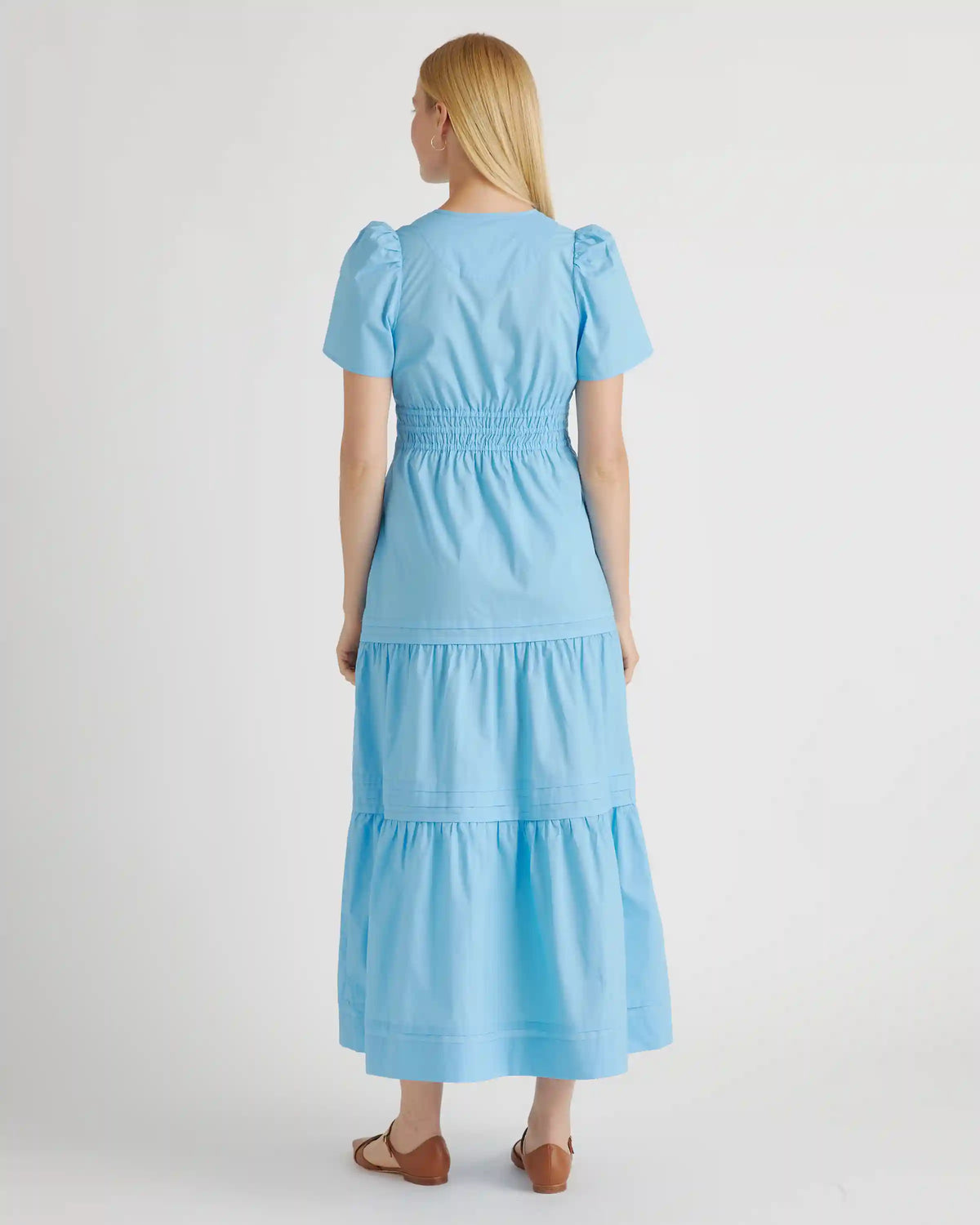 100% Organic Cotton Poplin Tiered Maxi Dress