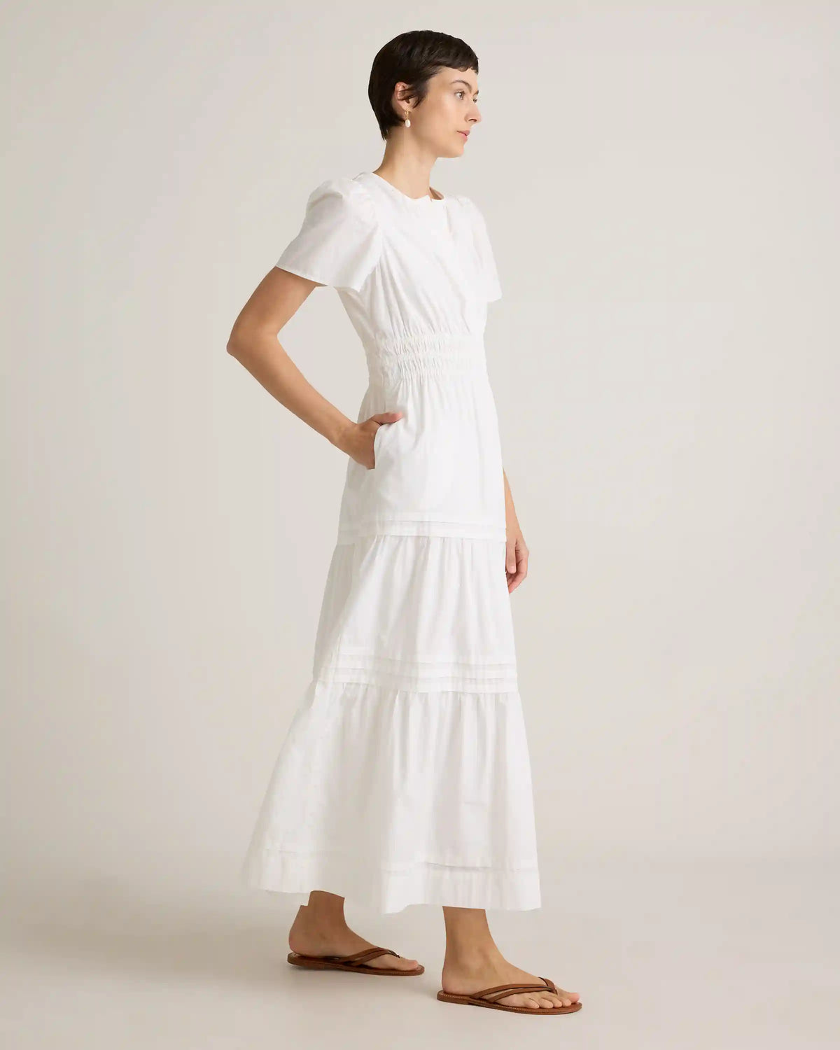 100% Organic Cotton Poplin Tiered Maxi Dress