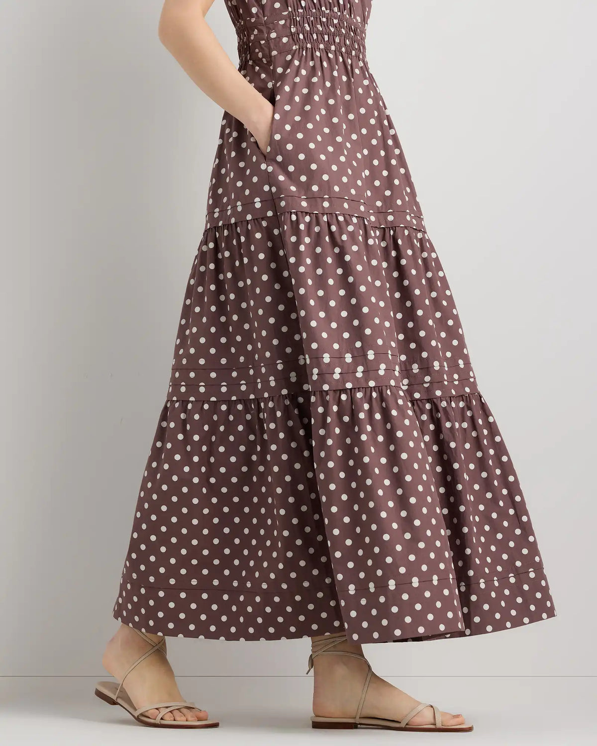 100% Organic Cotton Poplin Tiered Maxi Dress