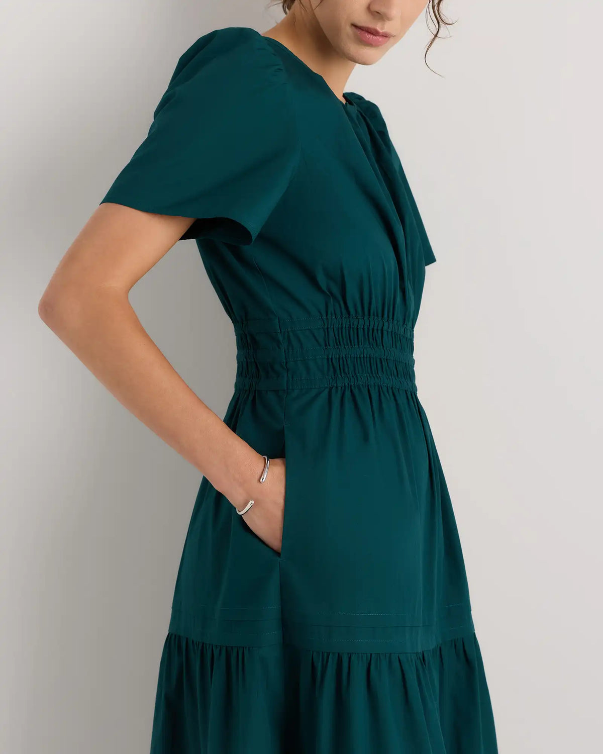 100% Organic Cotton Poplin Tiered Maxi Dress