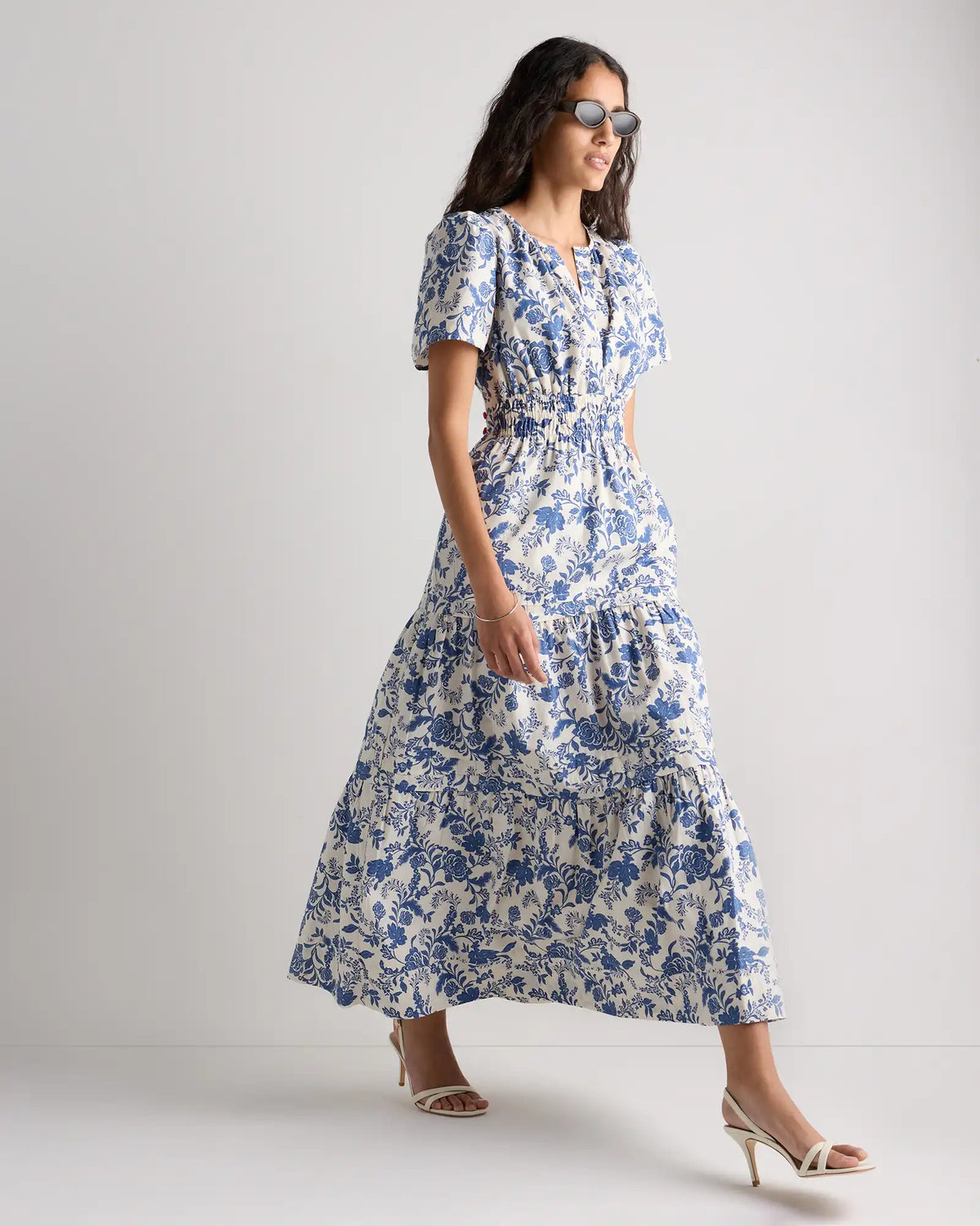 100% Organic Cotton Poplin Tiered Maxi Dress