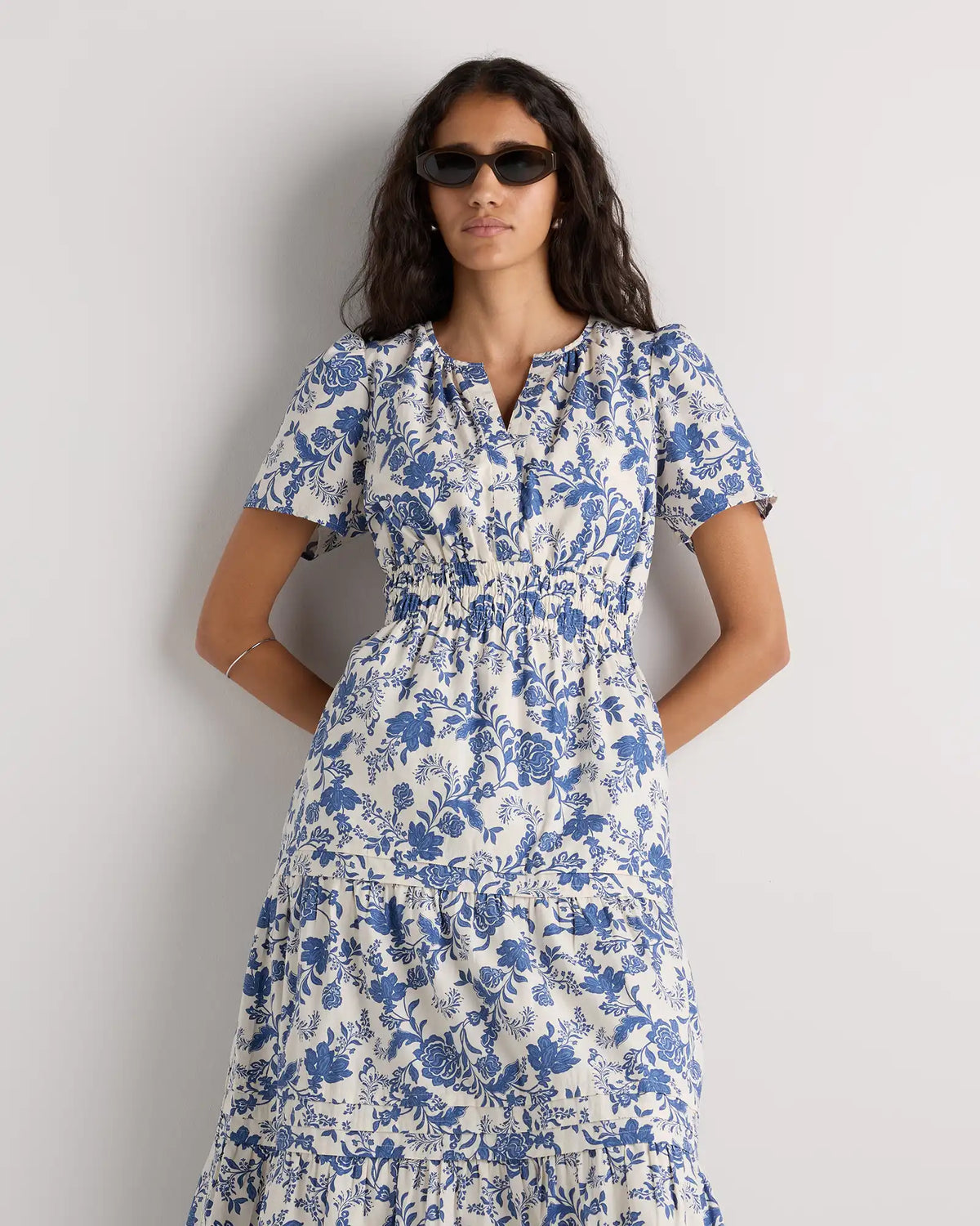 100% Organic Cotton Poplin Tiered Maxi Dress