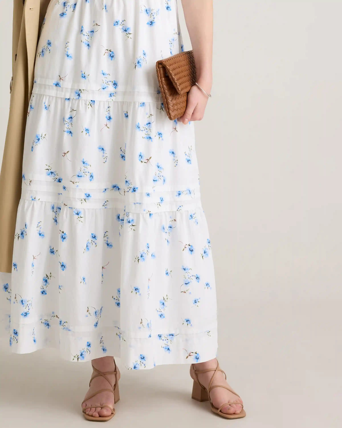 100% Organic Cotton Poplin Tiered Maxi Dress