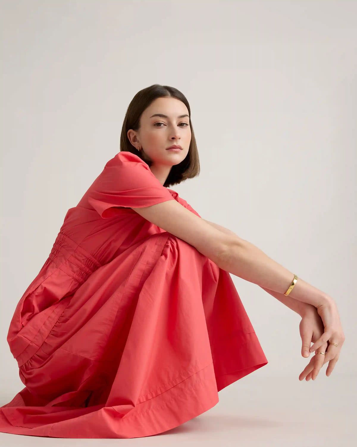100% Organic Cotton Poplin Tiered Maxi Dress