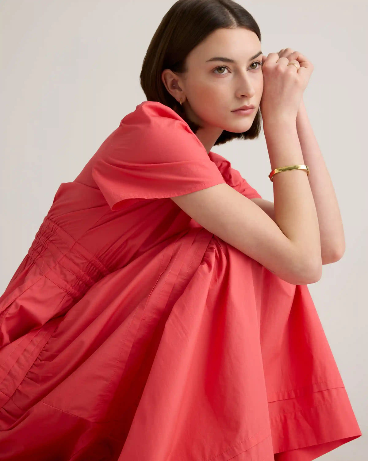 100% Organic Cotton Poplin Tiered Maxi Dress
