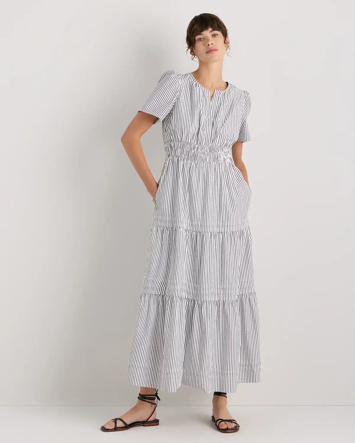 100% Organic Cotton Poplin Tiered Maxi Dress