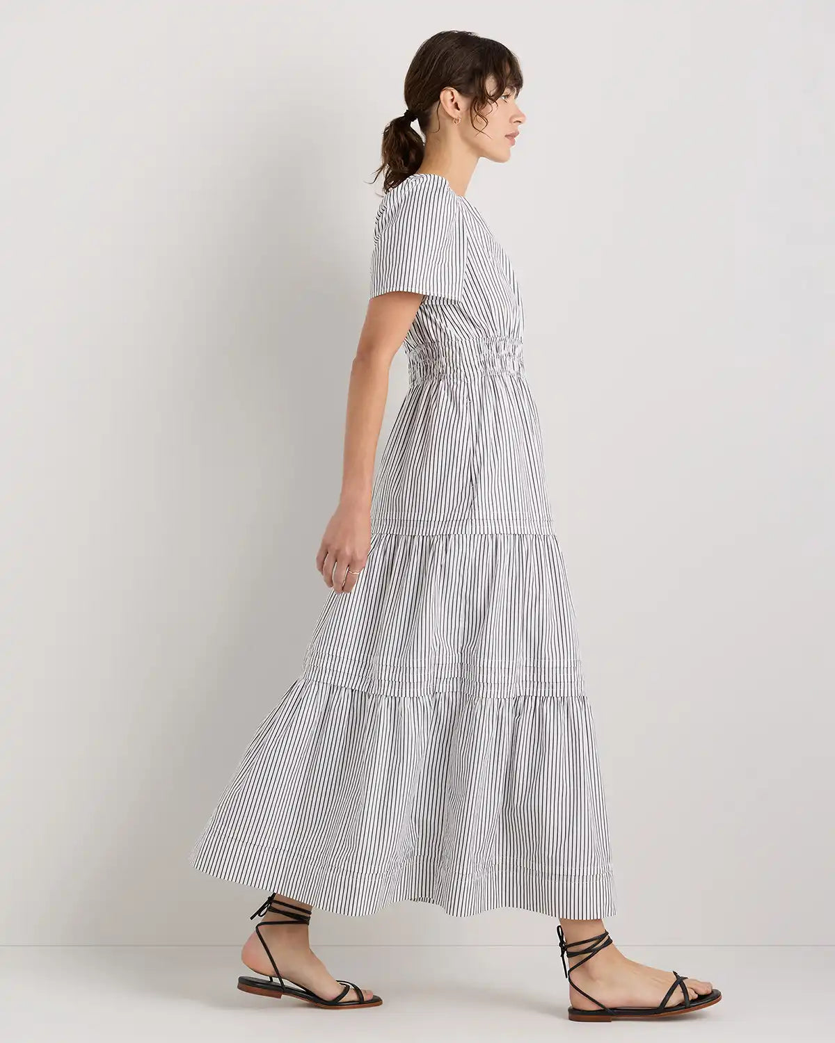 100% Organic Cotton Poplin Tiered Maxi Dress