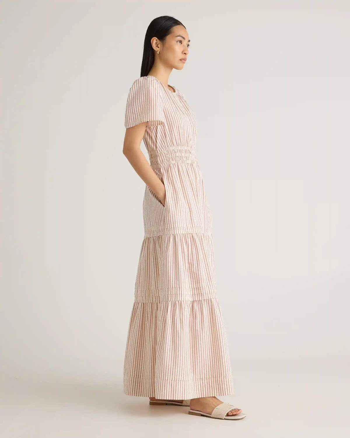 100% Organic Cotton Poplin Tiered Maxi Dress