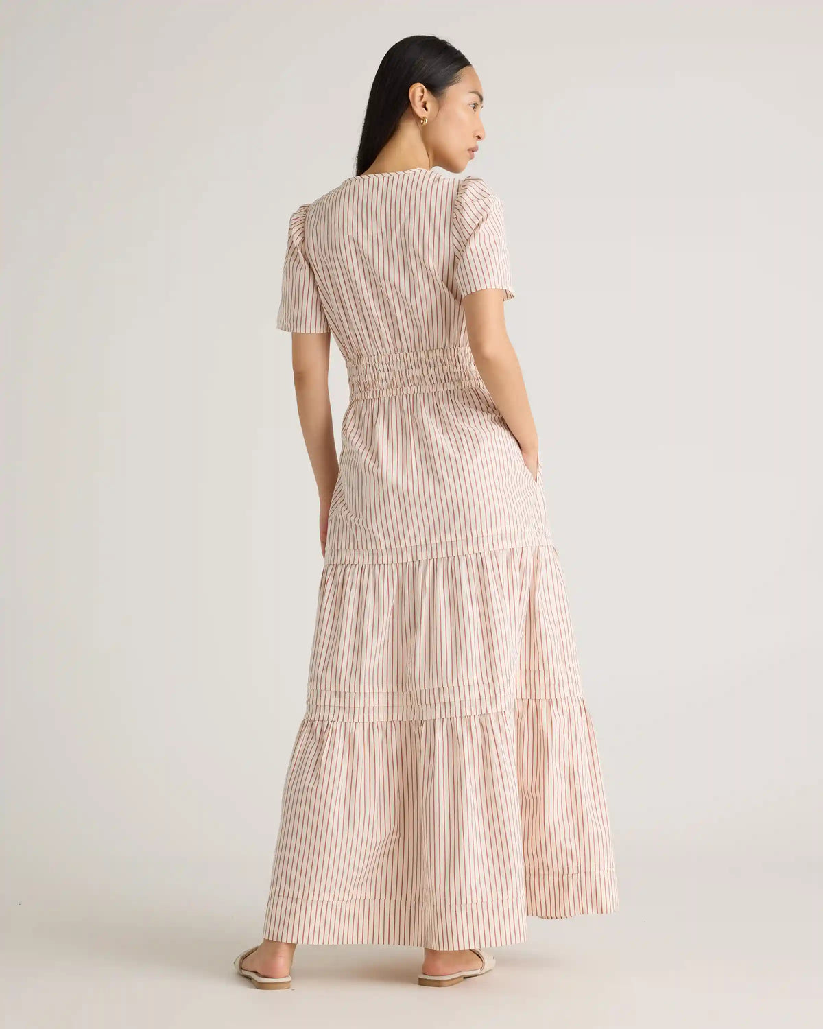 100% Organic Cotton Poplin Tiered Maxi Dress