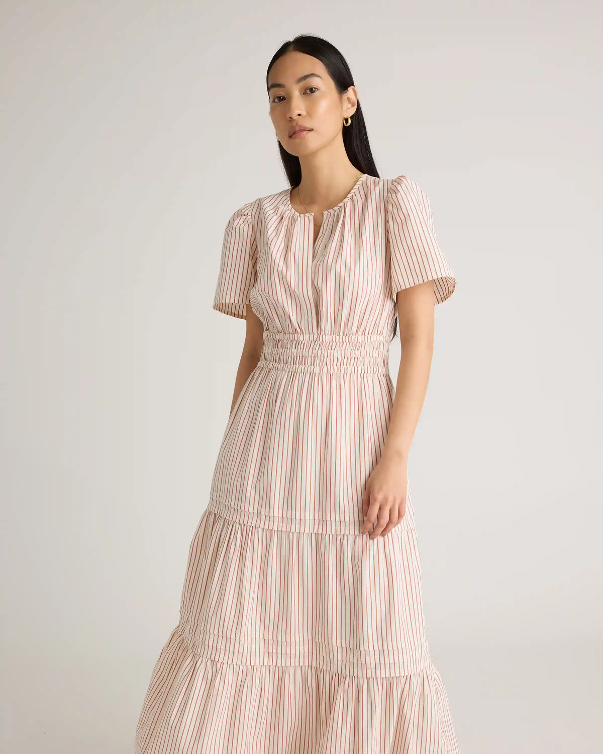 100% Organic Cotton Poplin Tiered Maxi Dress